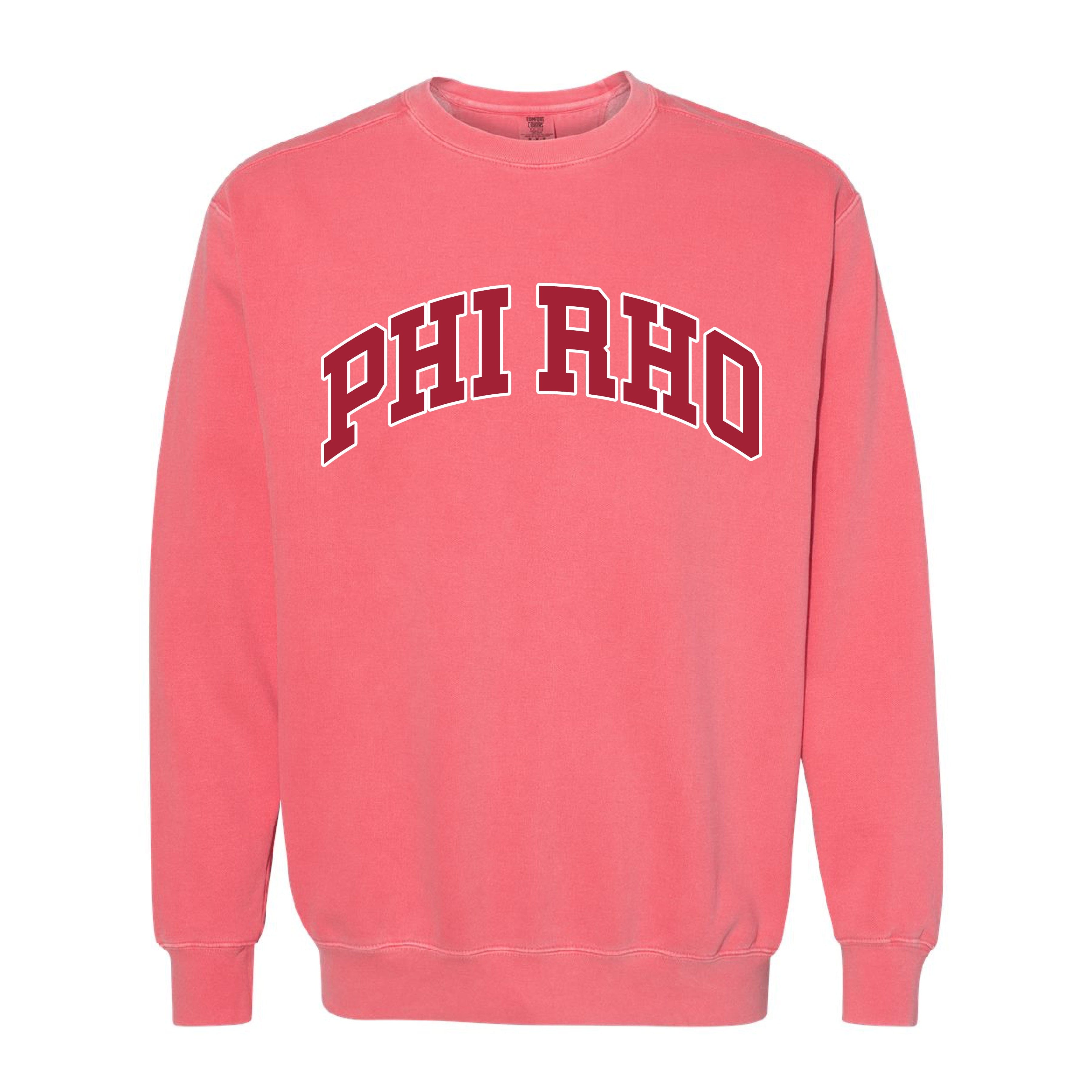 Ali & Ariel Pink Comfort Colors Collegiate Crewneck Phi Sigma Rho / Medium