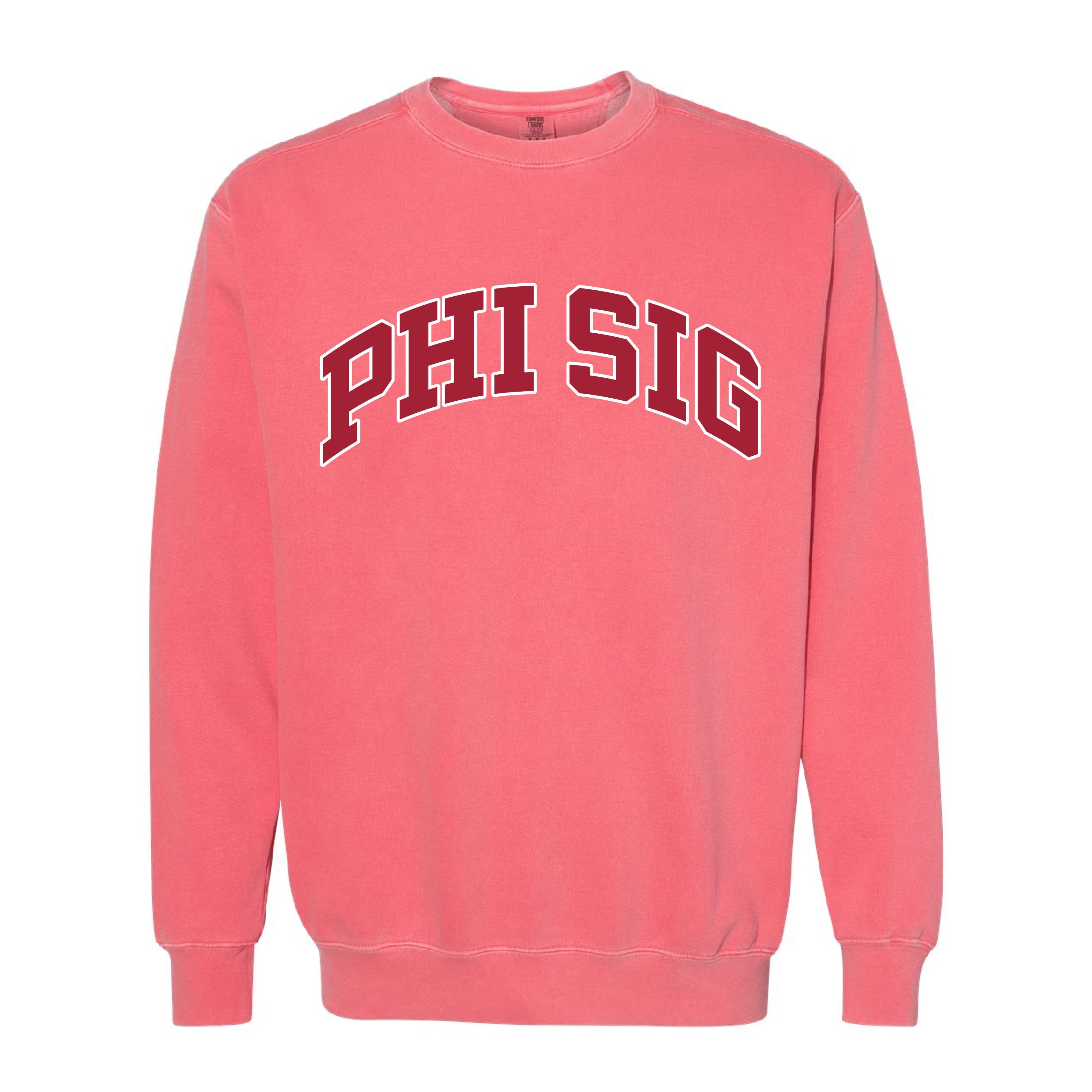 Ali & Ariel Pink Comfort Colors Collegiate Crewneck Phi Sigma Sigma / Medium