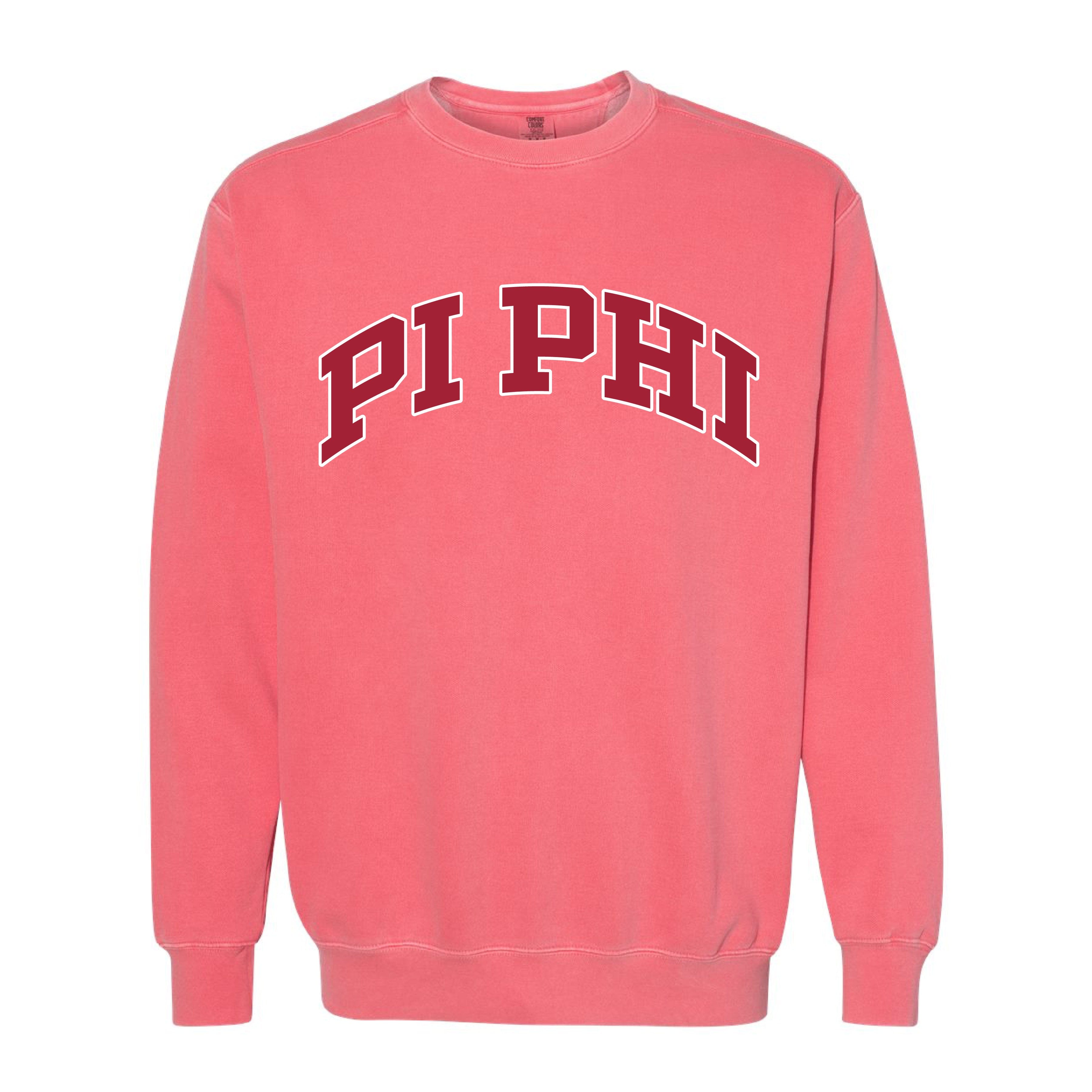 Ali & Ariel Pink Comfort Colors Collegiate Crewneck Pi Beta Phi / Medium