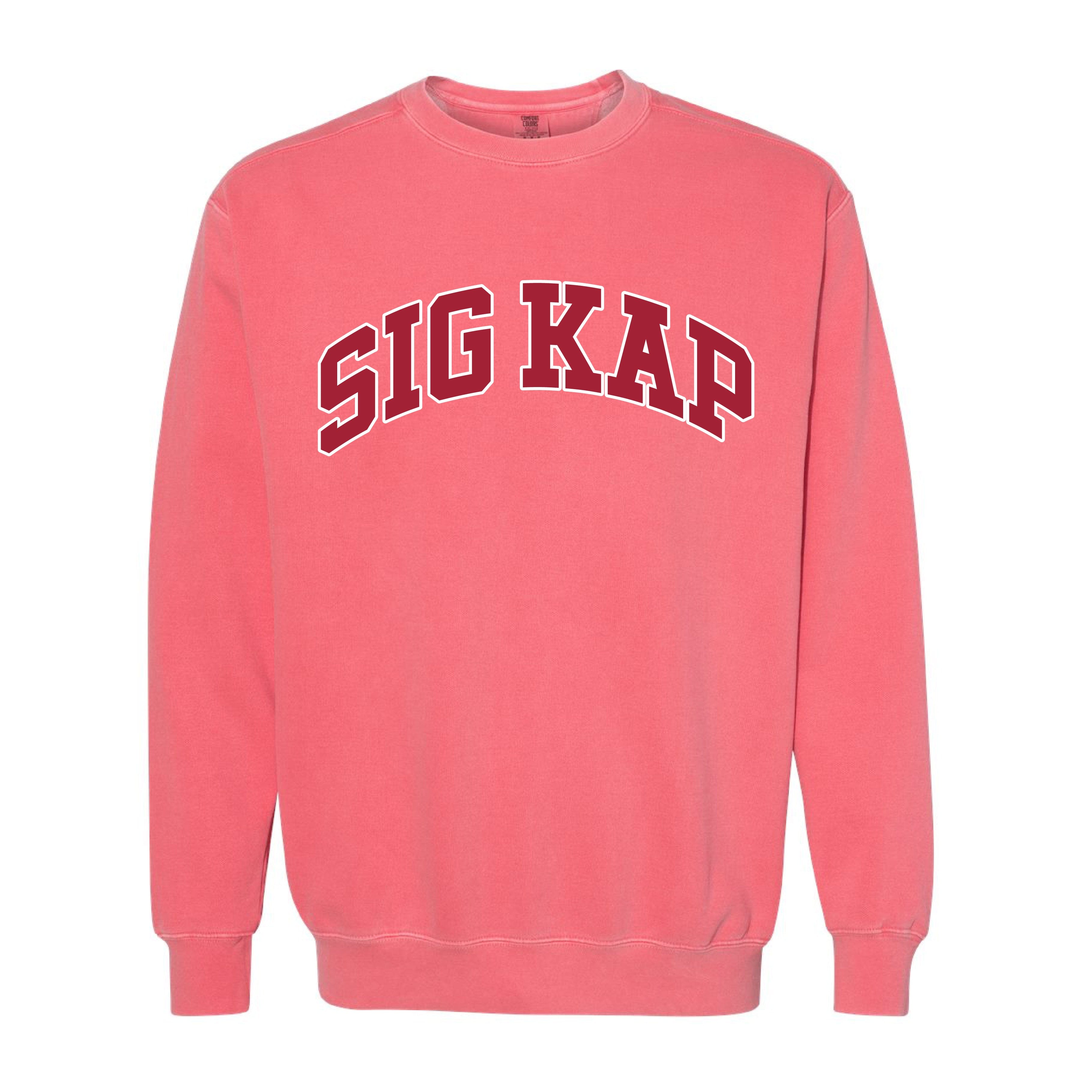 Ali & Ariel Pink Comfort Colors Collegiate Crewneck Sigma Kappa / Medium