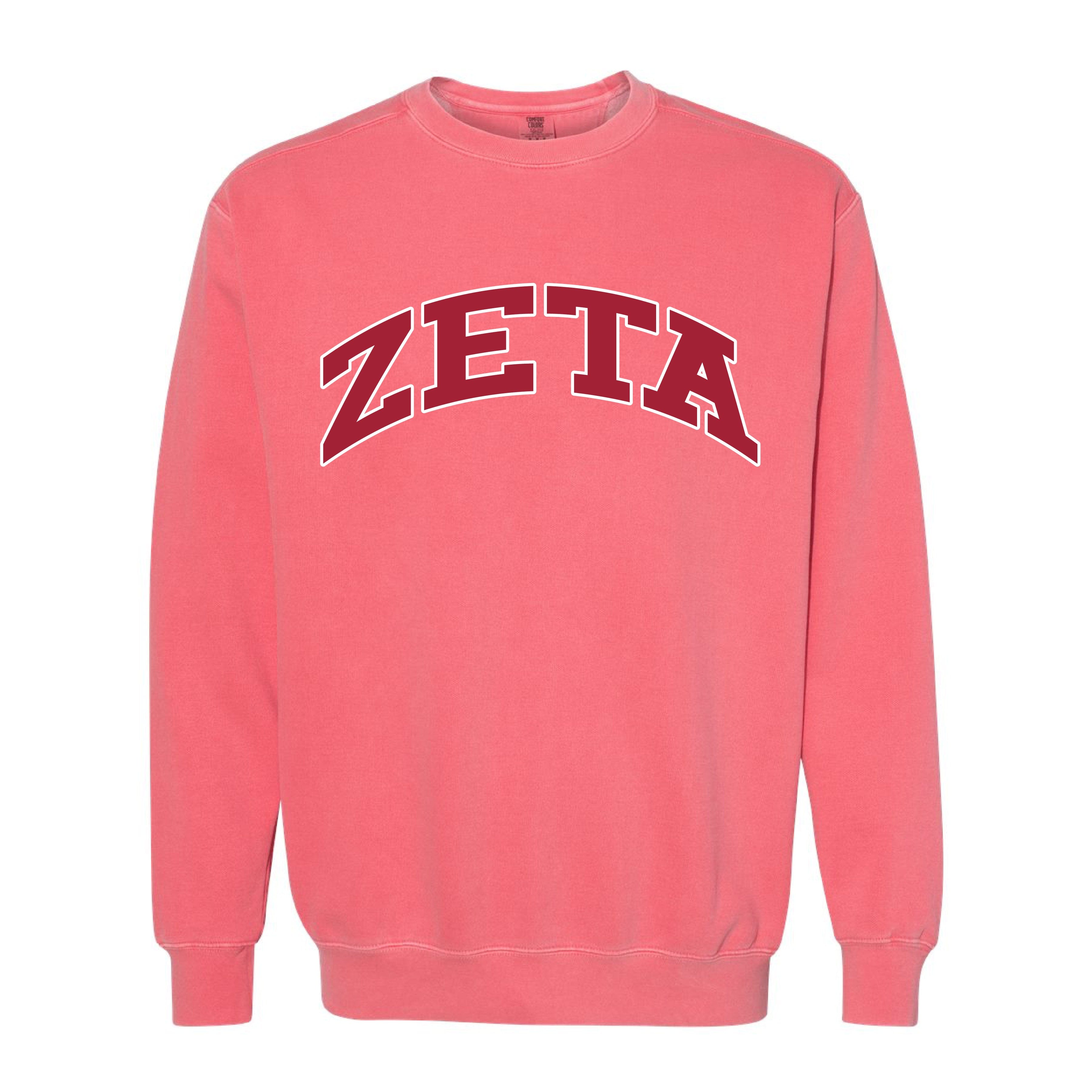 Ali & Ariel Pink Comfort Colors Collegiate Crewneck Zeta Tau Alpha / Medium
