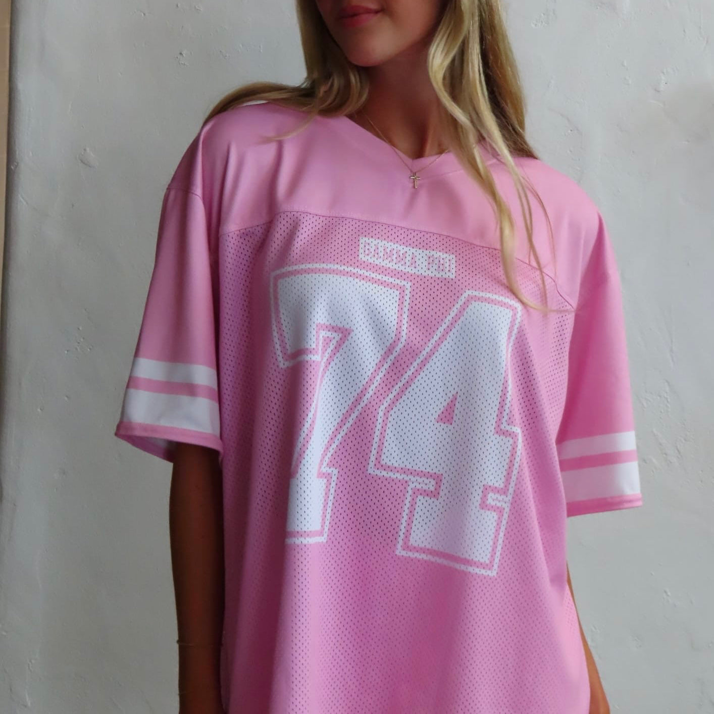 Ali & Ariel Pink Football Jersey