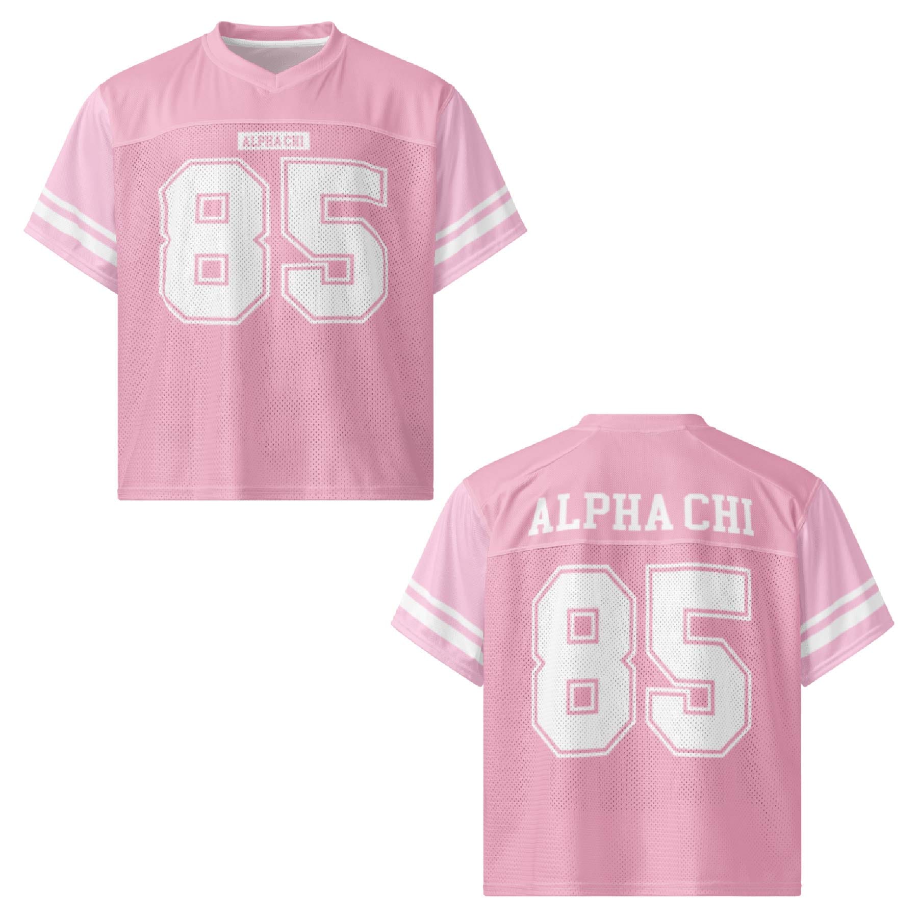 Ali & Ariel Pink Football Jersey Alpha Chi Omega / Medium