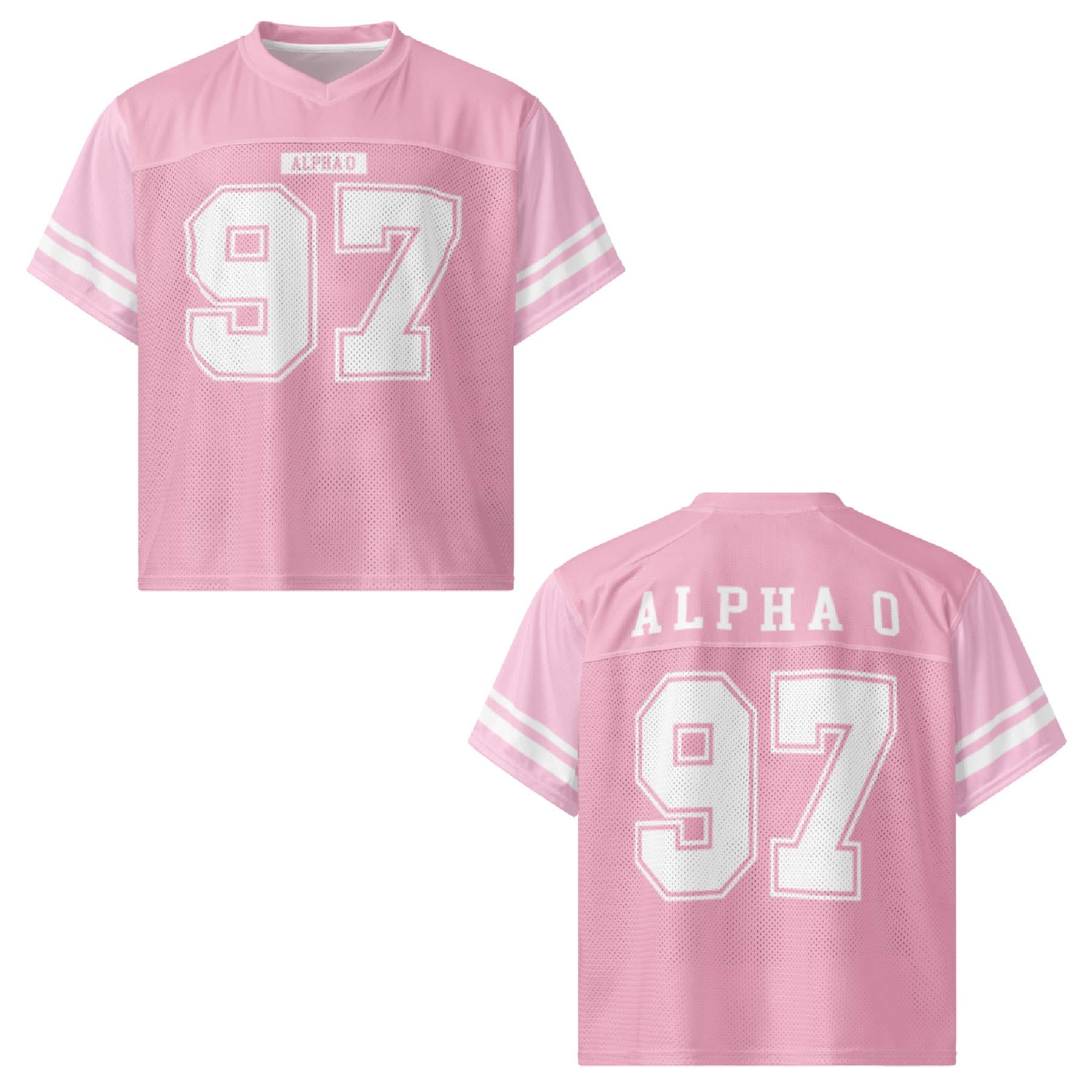 Ali & Ariel Pink Football Jersey Alpha Omicron Pi / Medium