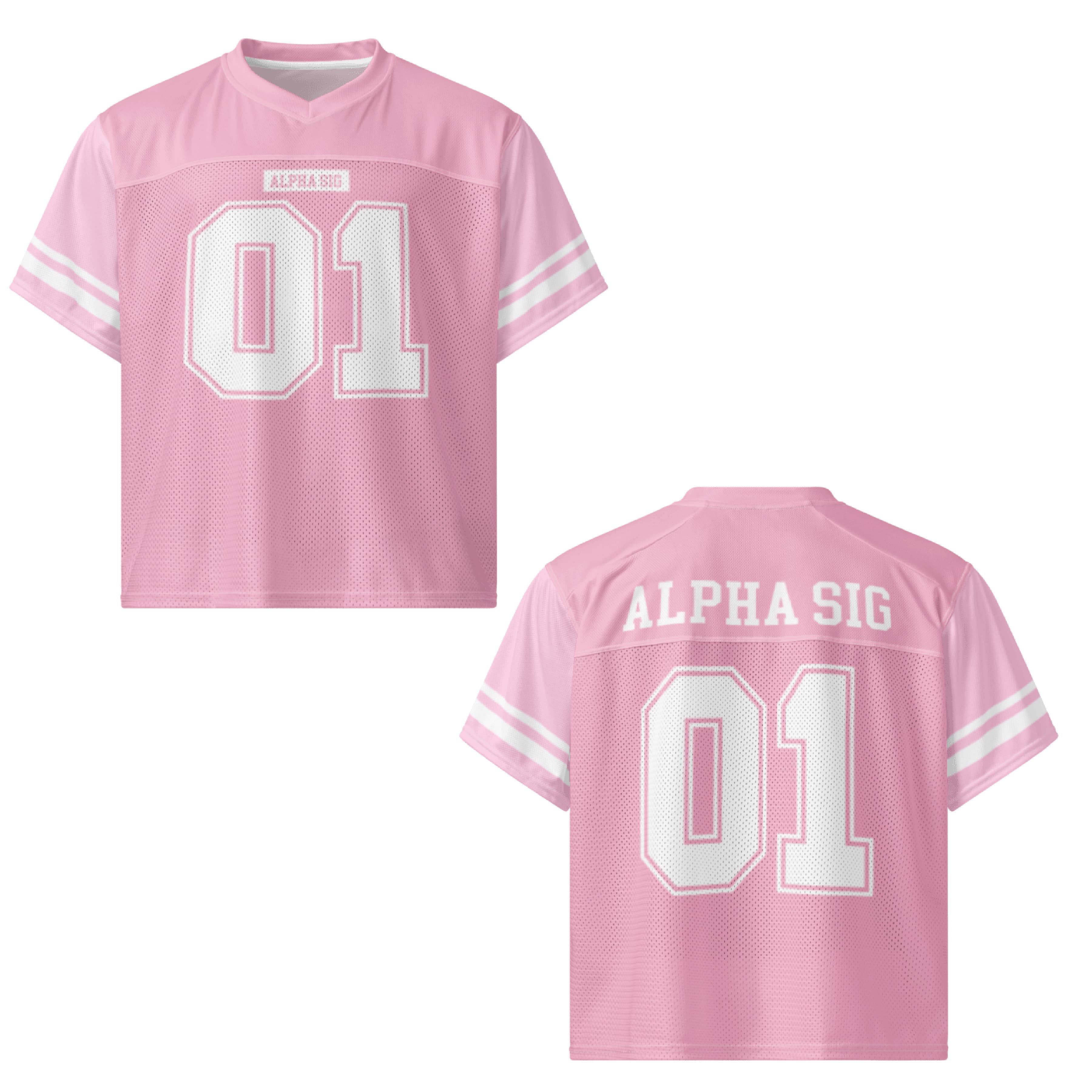 Ali & Ariel Pink Football Jersey Alpha Sigma Alpha / Medium