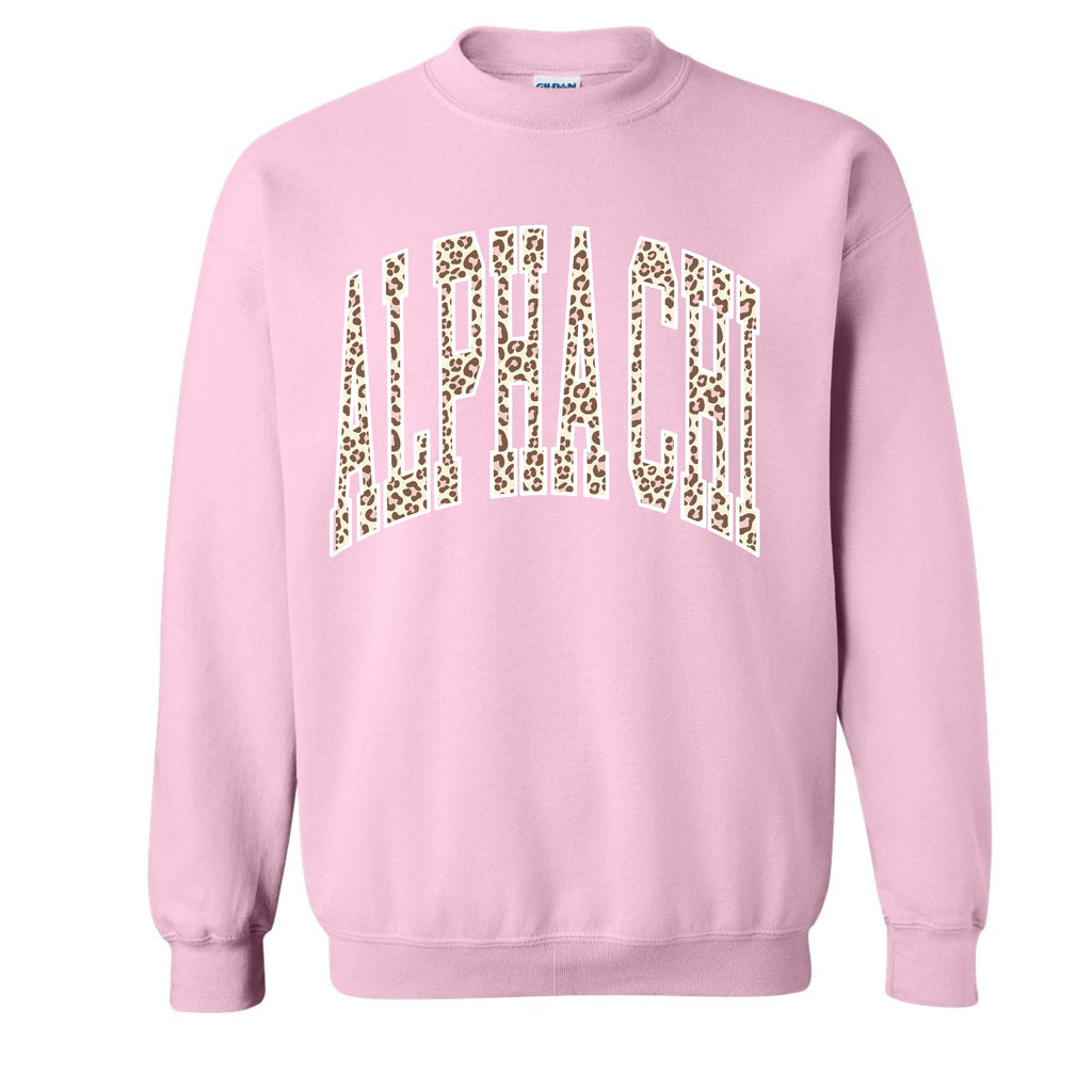 Ali & Ariel Pink Leopard Crewneck Alpha Chi Omega / Medium