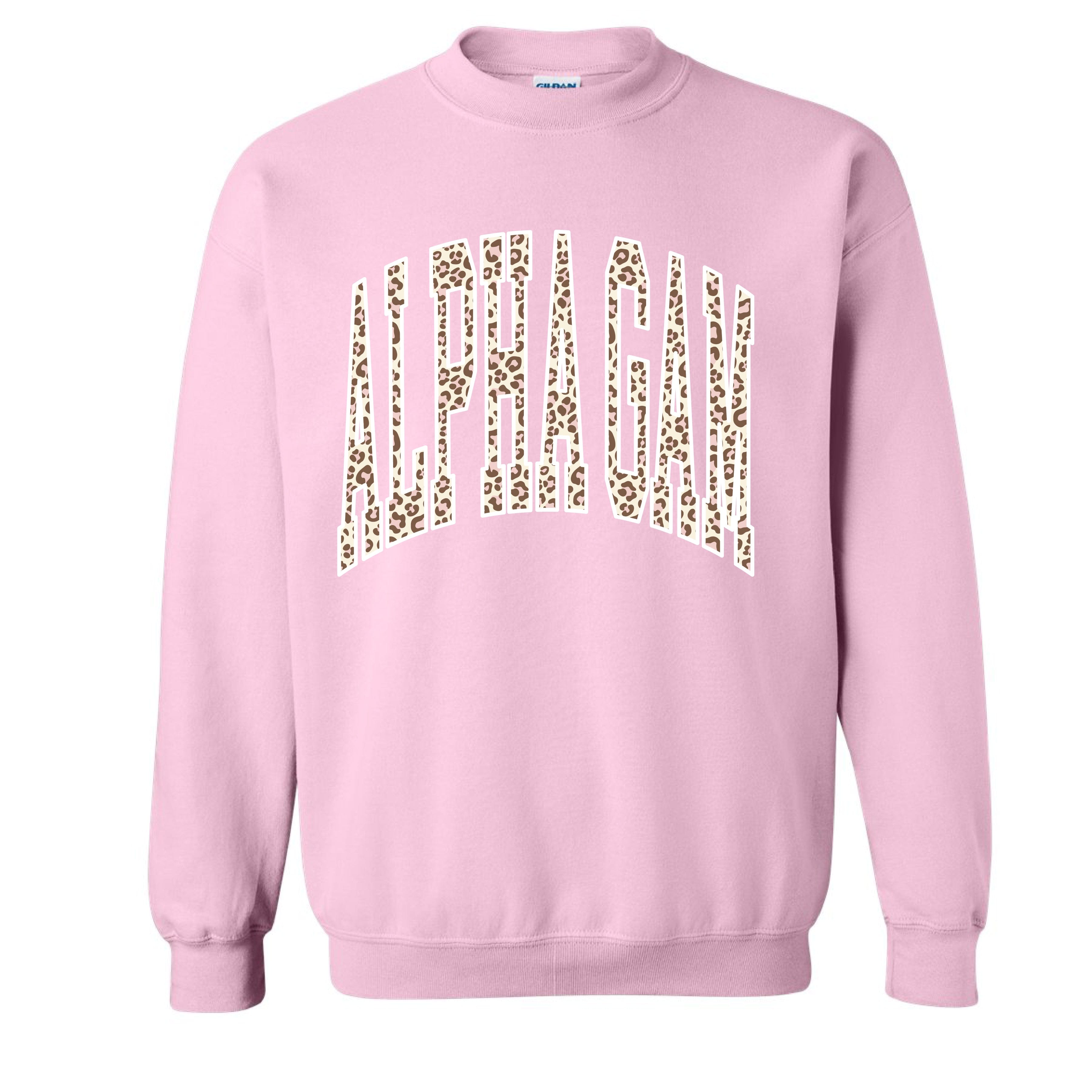 Ali & Ariel Pink Leopard Crewneck Alpha Gamma Delta / Medium