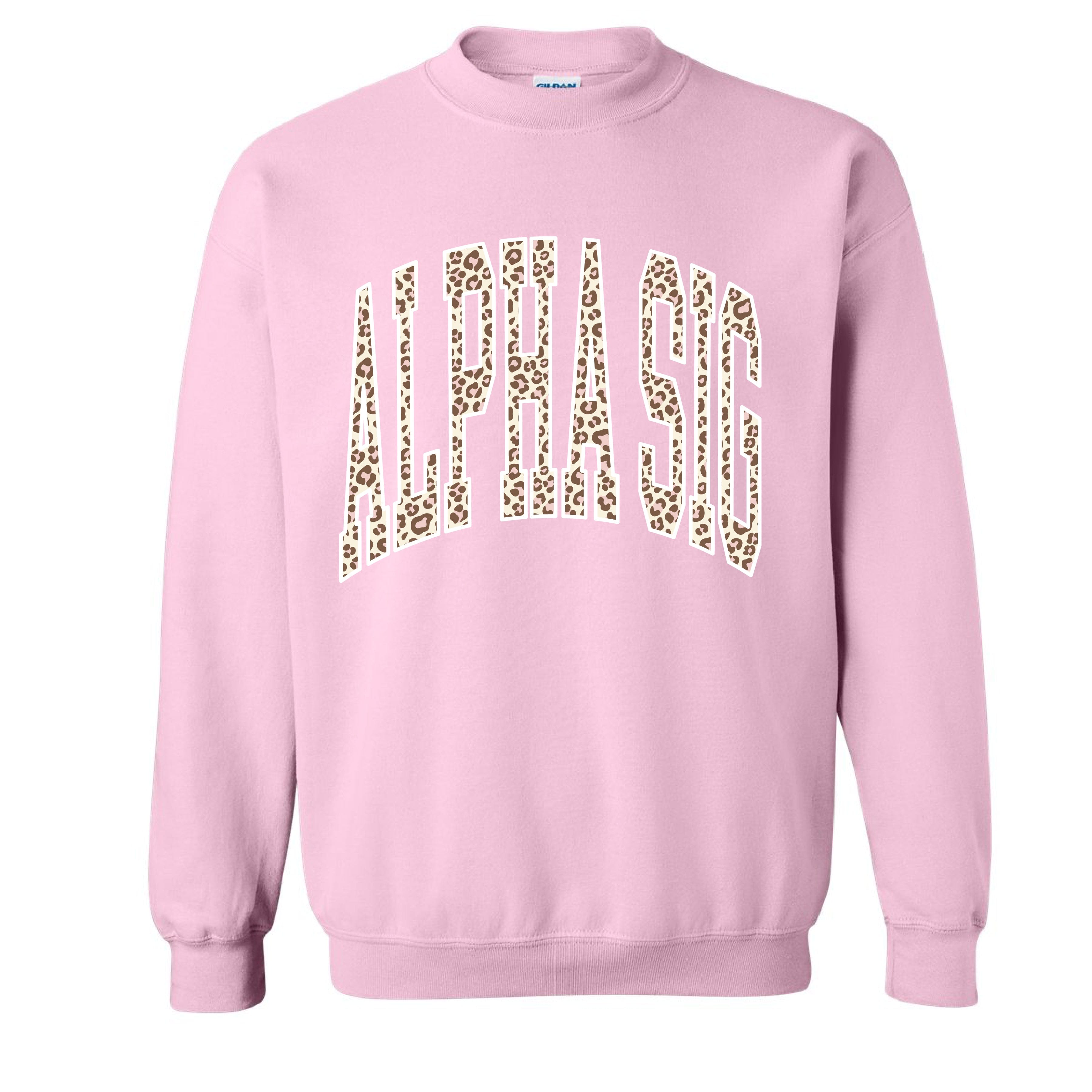 Ali & Ariel Pink Leopard Crewneck Alpha Sigma Alpha / Medium