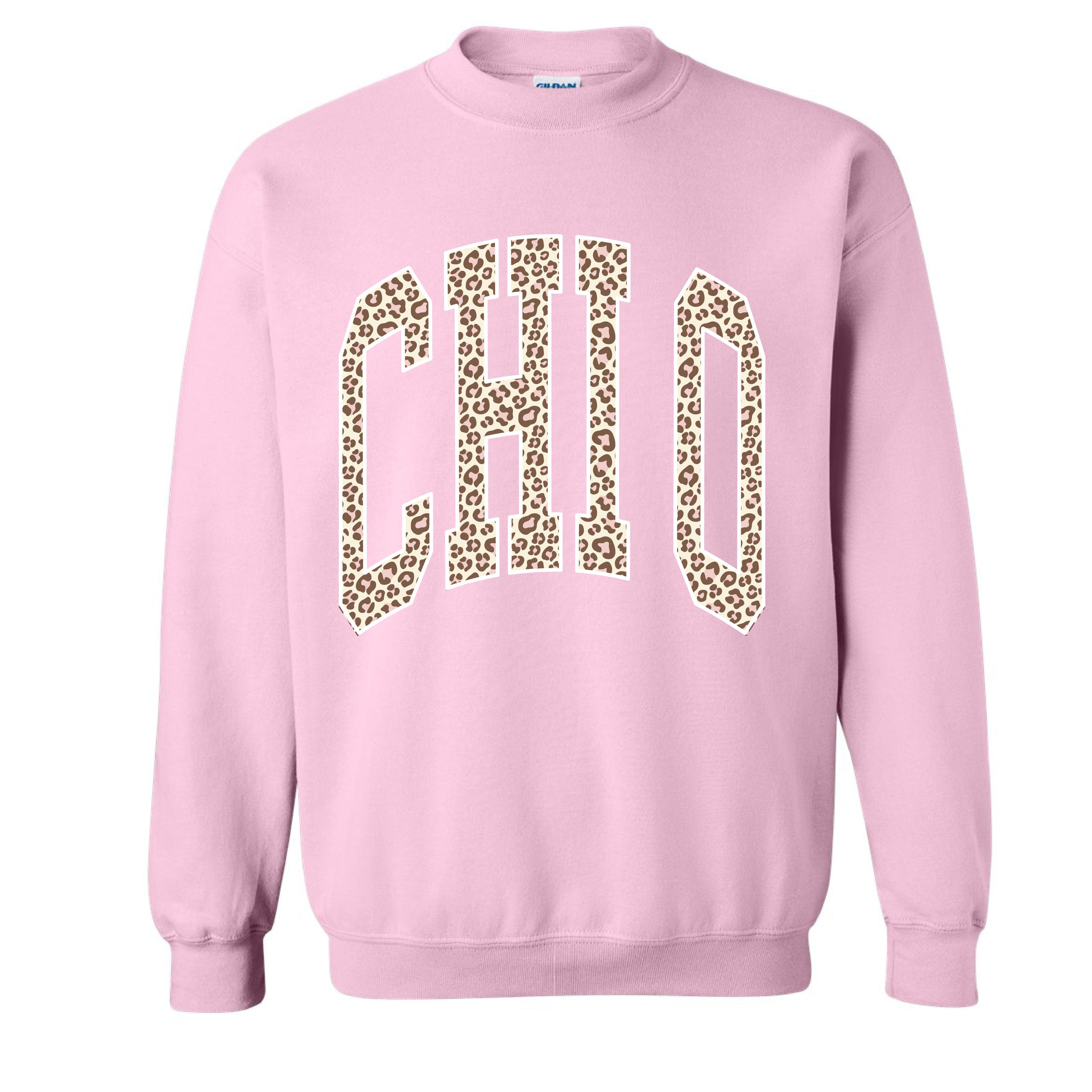 Ali & Ariel Pink Leopard Crewneck Chi Omega / Medium