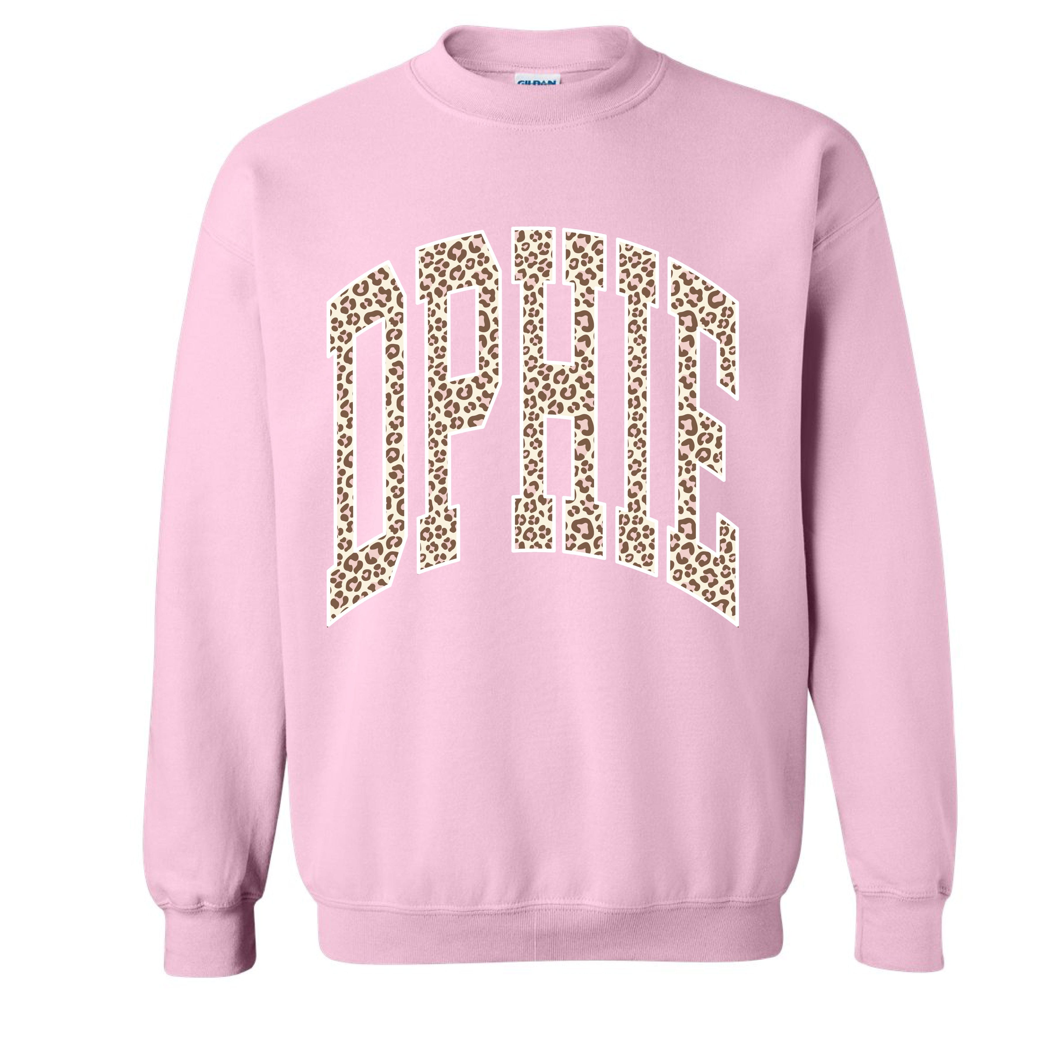 Ali & Ariel Pink Leopard Crewneck Delta Phi Epsilon / Medium