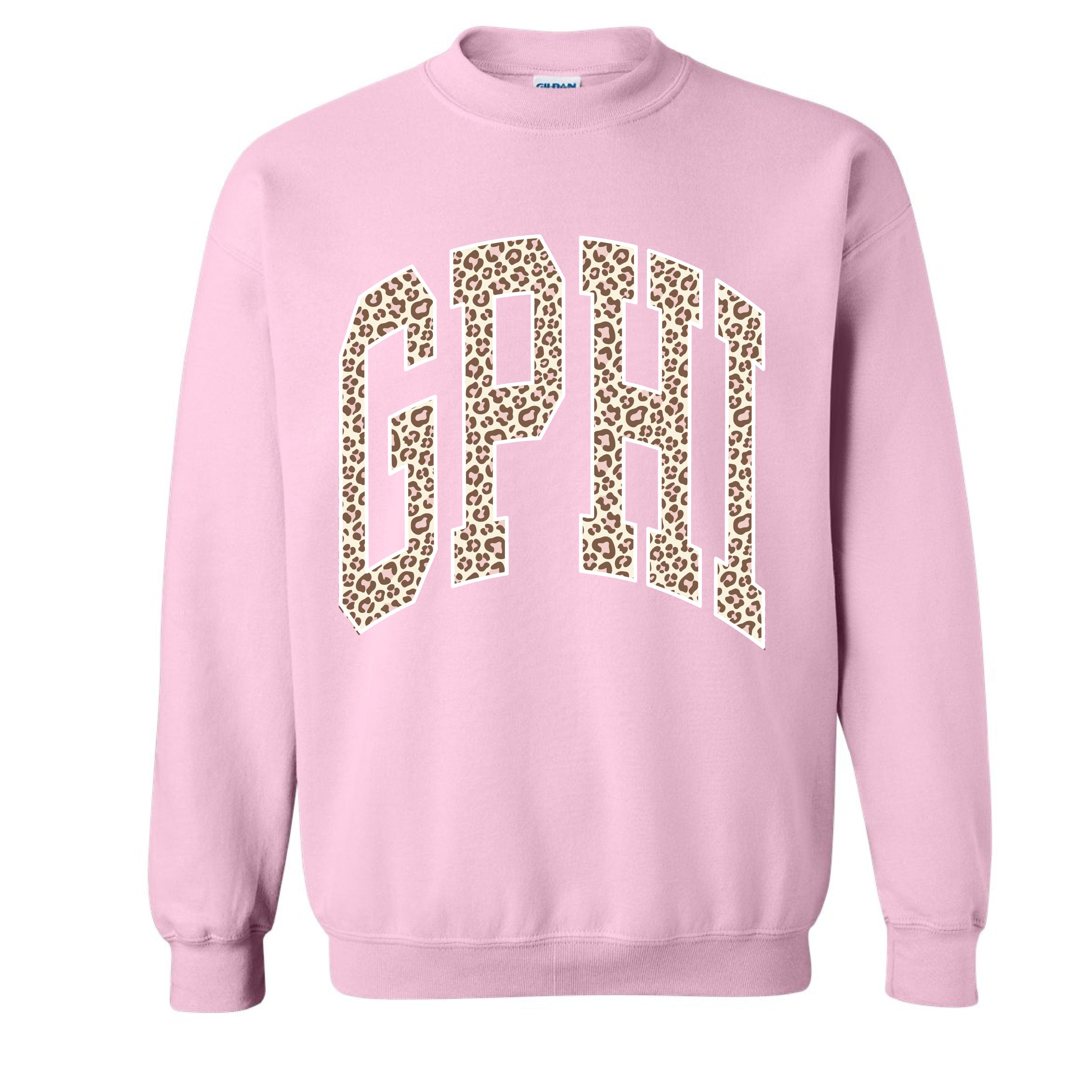 Ali & Ariel Pink Leopard Crewneck Gamma Phi Beta / Medium