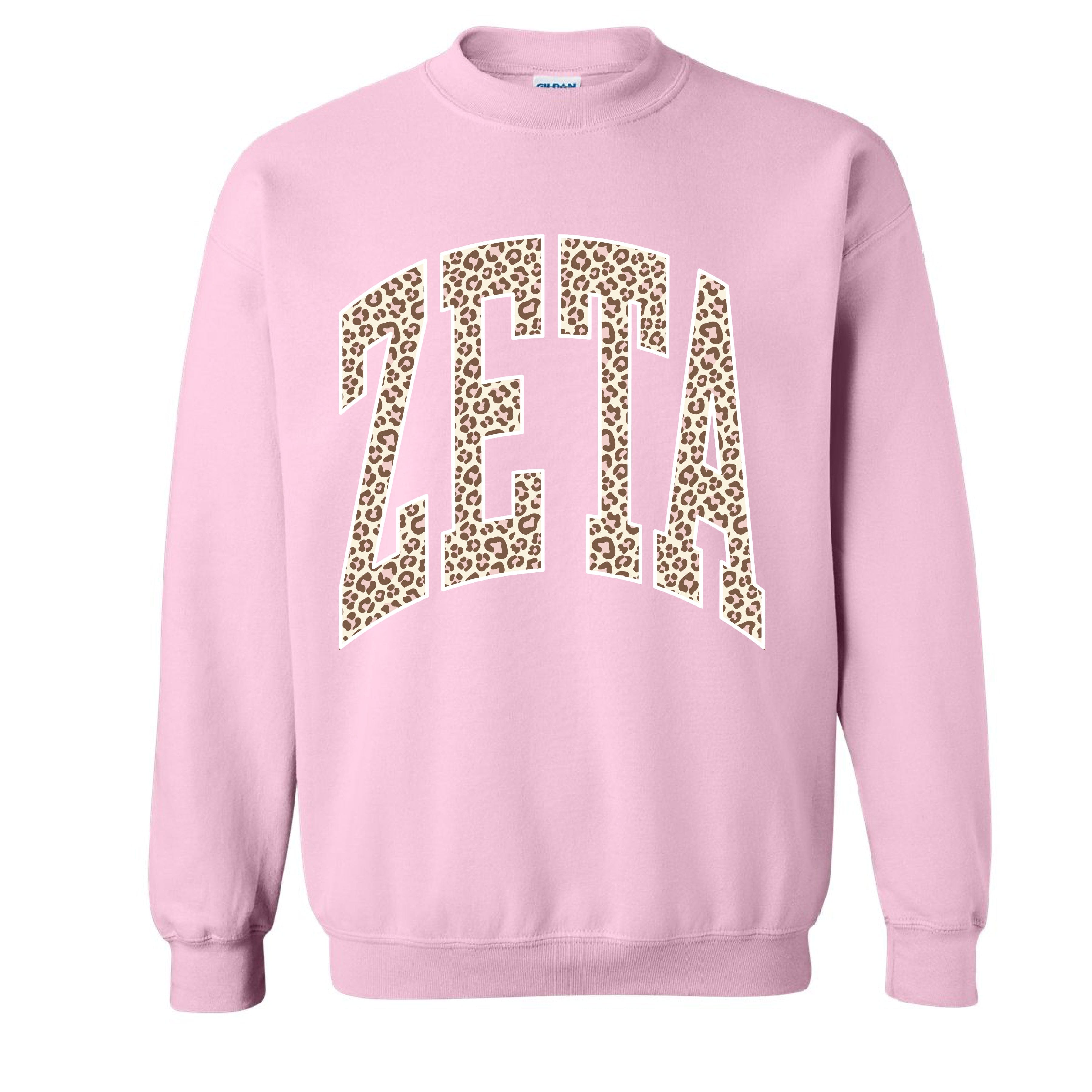 Ali & Ariel Pink Leopard Crewneck Zeta Tau Alpha / Medium