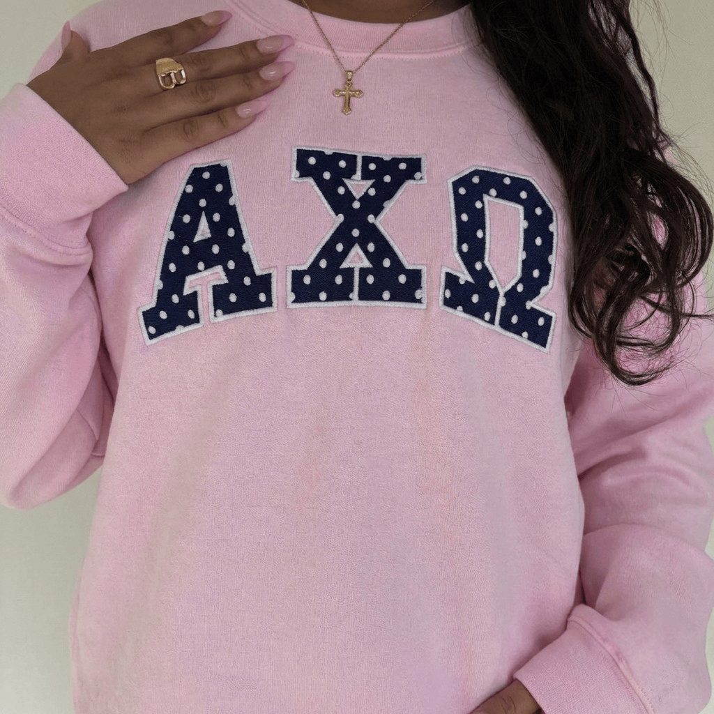 Ali & Ariel Pink Polka Dot Embroidered Crewneck