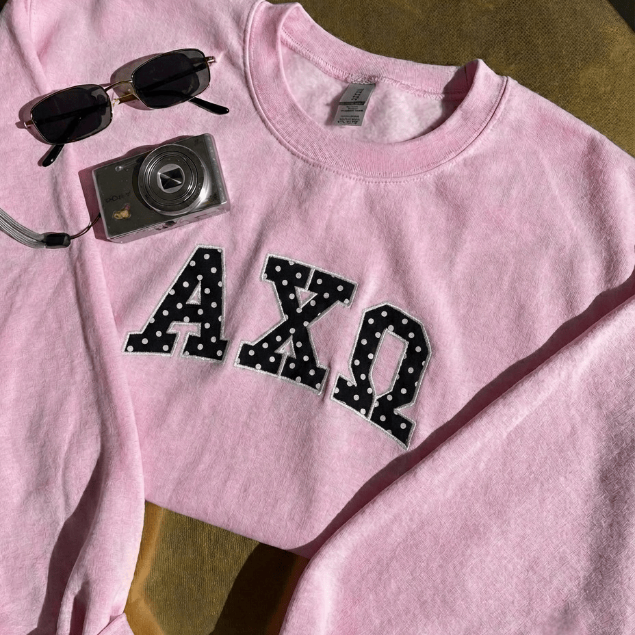 Ali & Ariel Pink Polka Dot Embroidered Crewneck