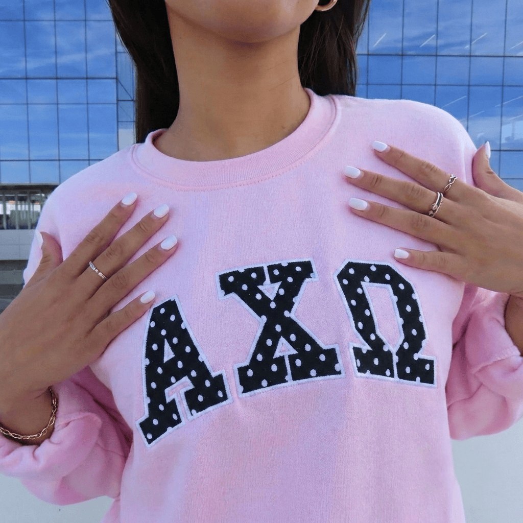 Ali & Ariel Pink Polka Dot Embroidered Crewneck