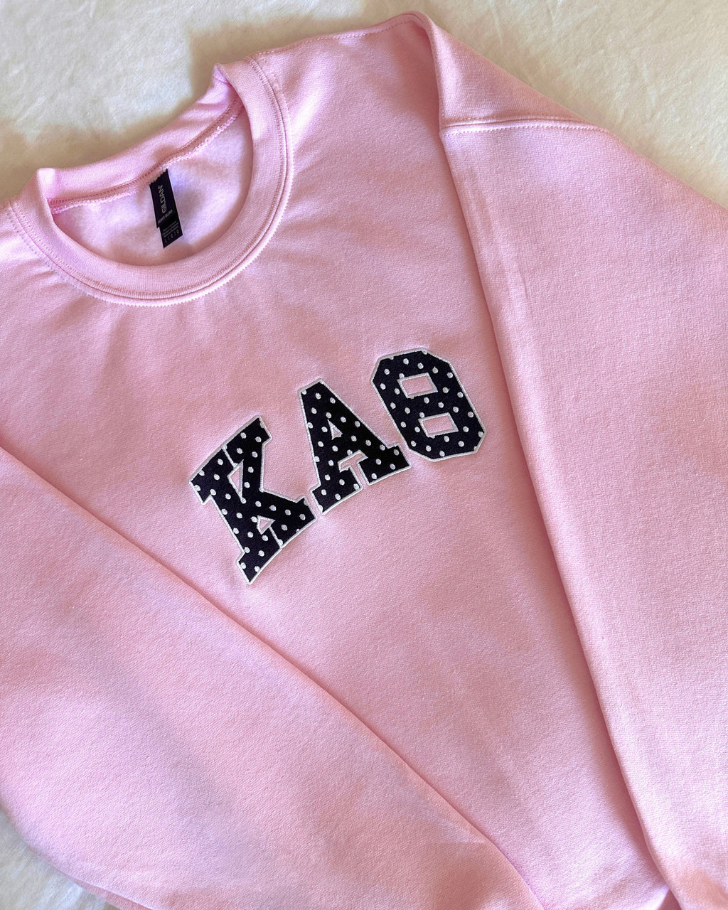 Ali & Ariel Pink Polka Dot Embroidered Crewneck