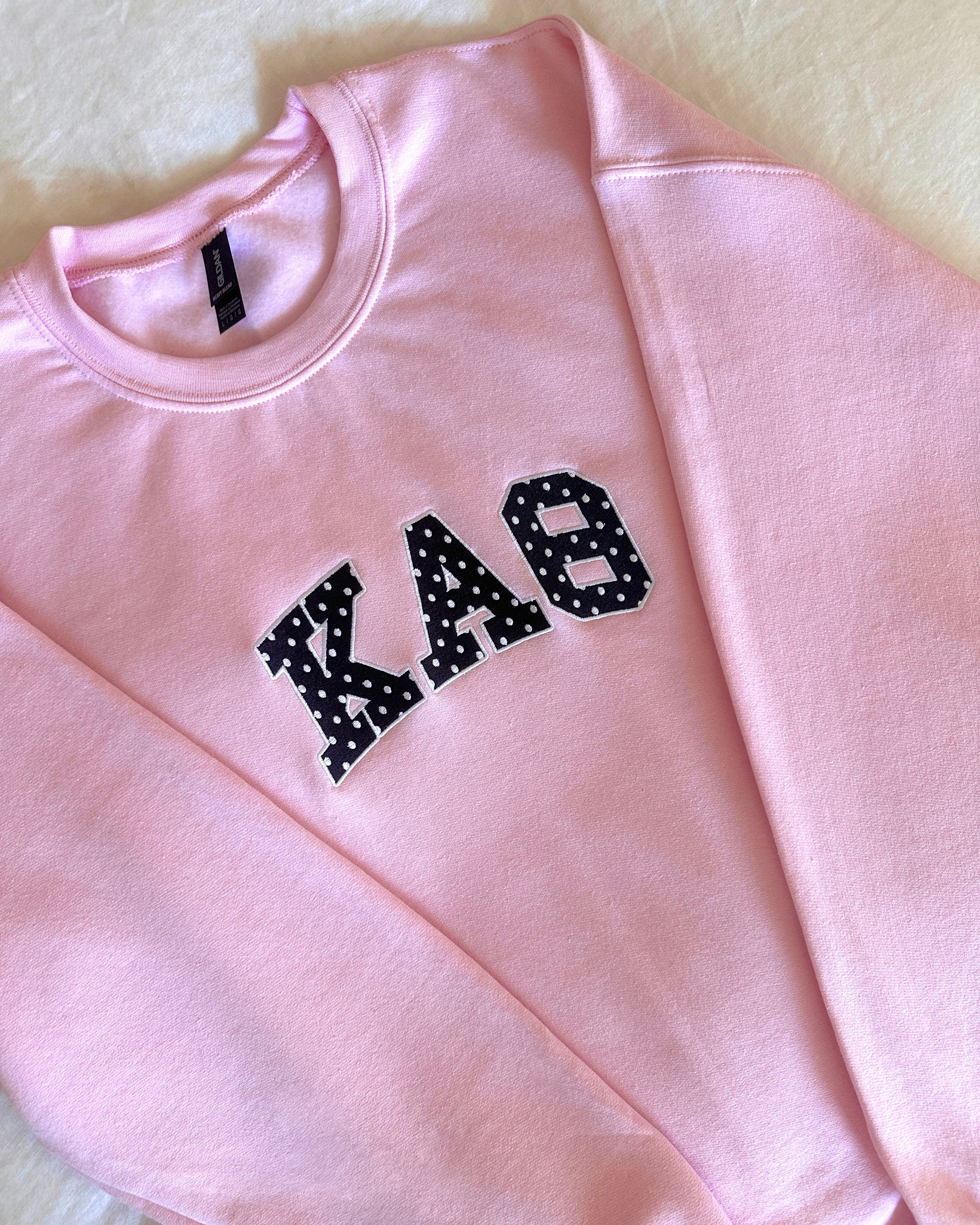 Ali & Ariel Pink Polka Dot Embroidered Crewneck