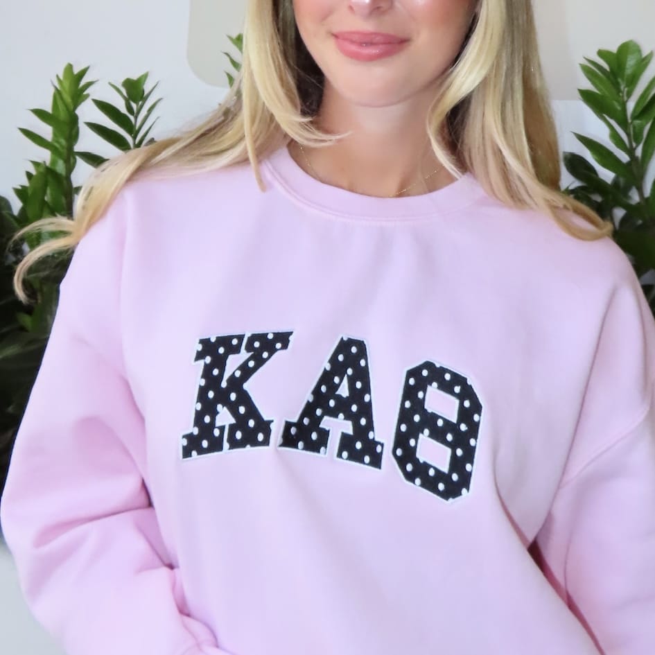 Ali & Ariel Pink Polka Dot Embroidered Crewneck