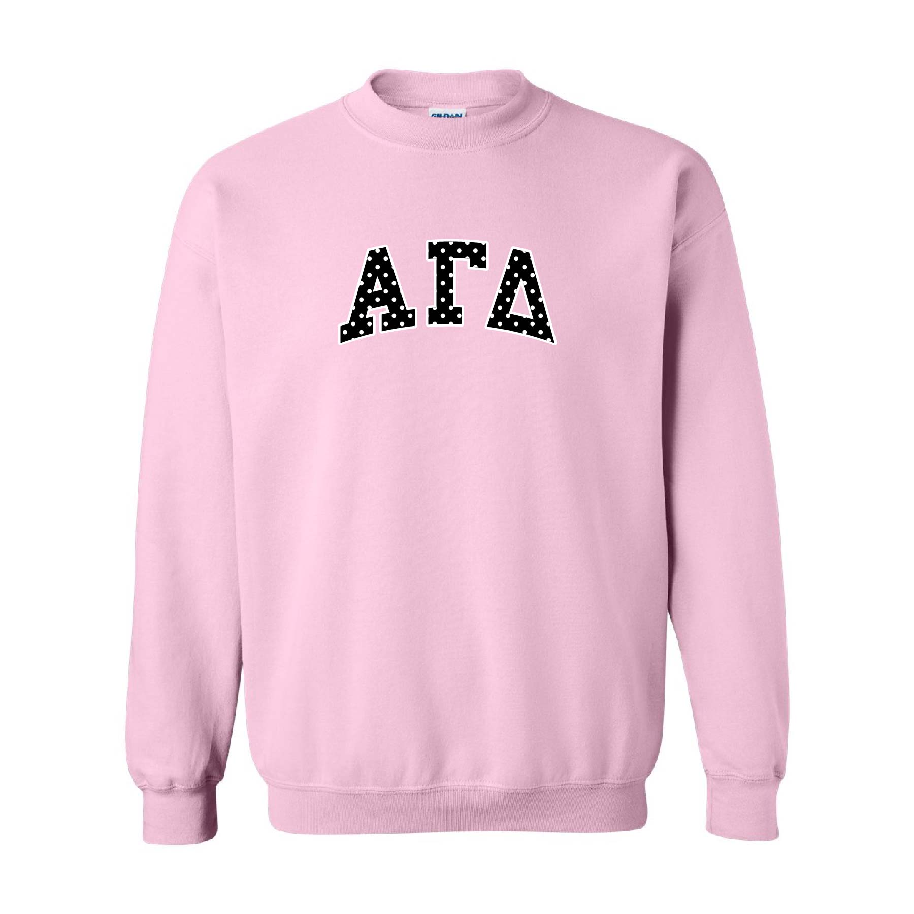Ali & Ariel Pink Polka Dot Embroidered Crewneck Alpha Gamma Delta / Medium