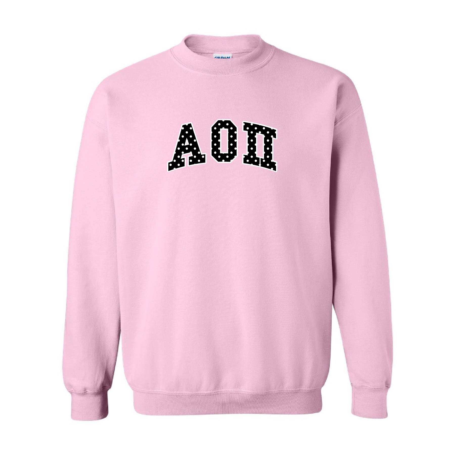 Ali & Ariel Pink Polka Dot Embroidered Crewneck Alpha Omicron Pi / Medium