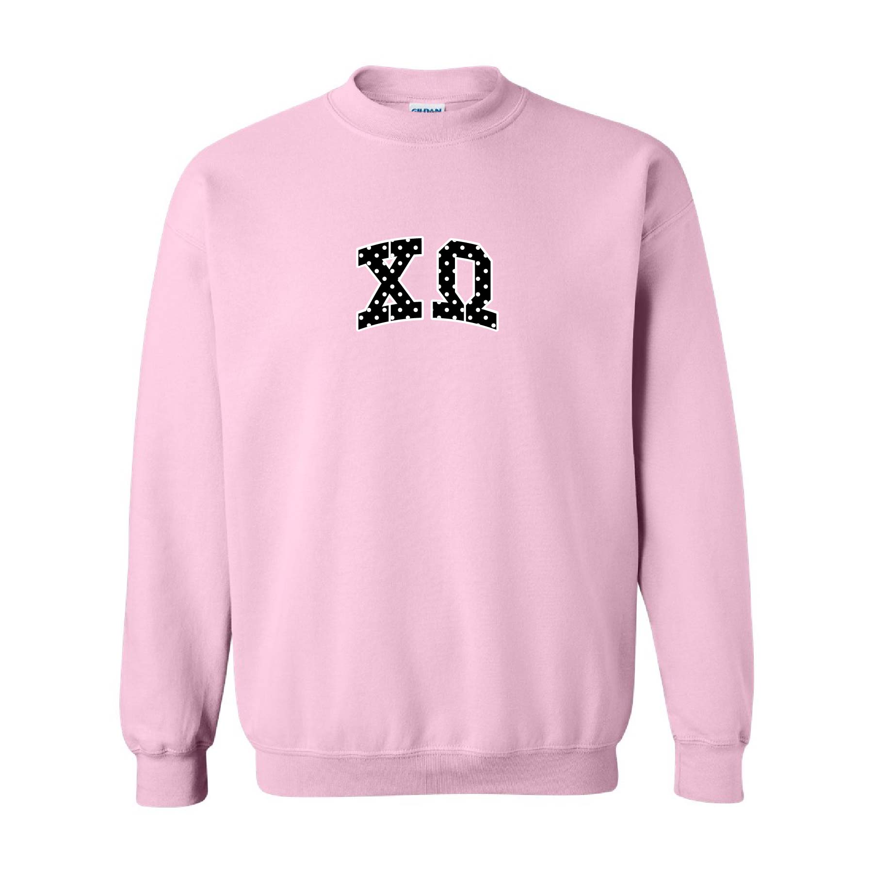 Ali & Ariel Pink Polka Dot Embroidered Crewneck Chi Omega / Medium