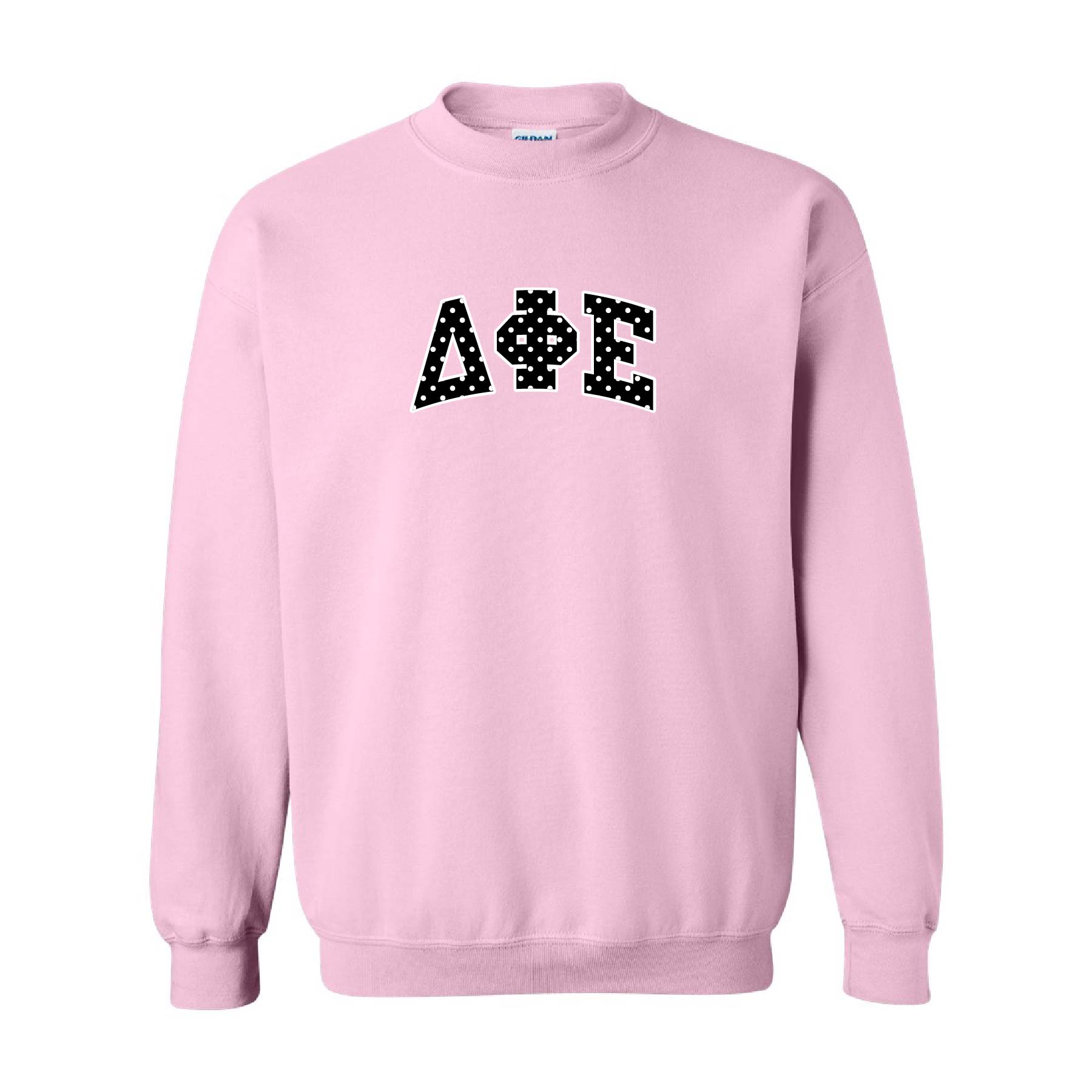 Ali & Ariel Pink Polka Dot Embroidered Crewneck Delta Phi Epsilon / Medium