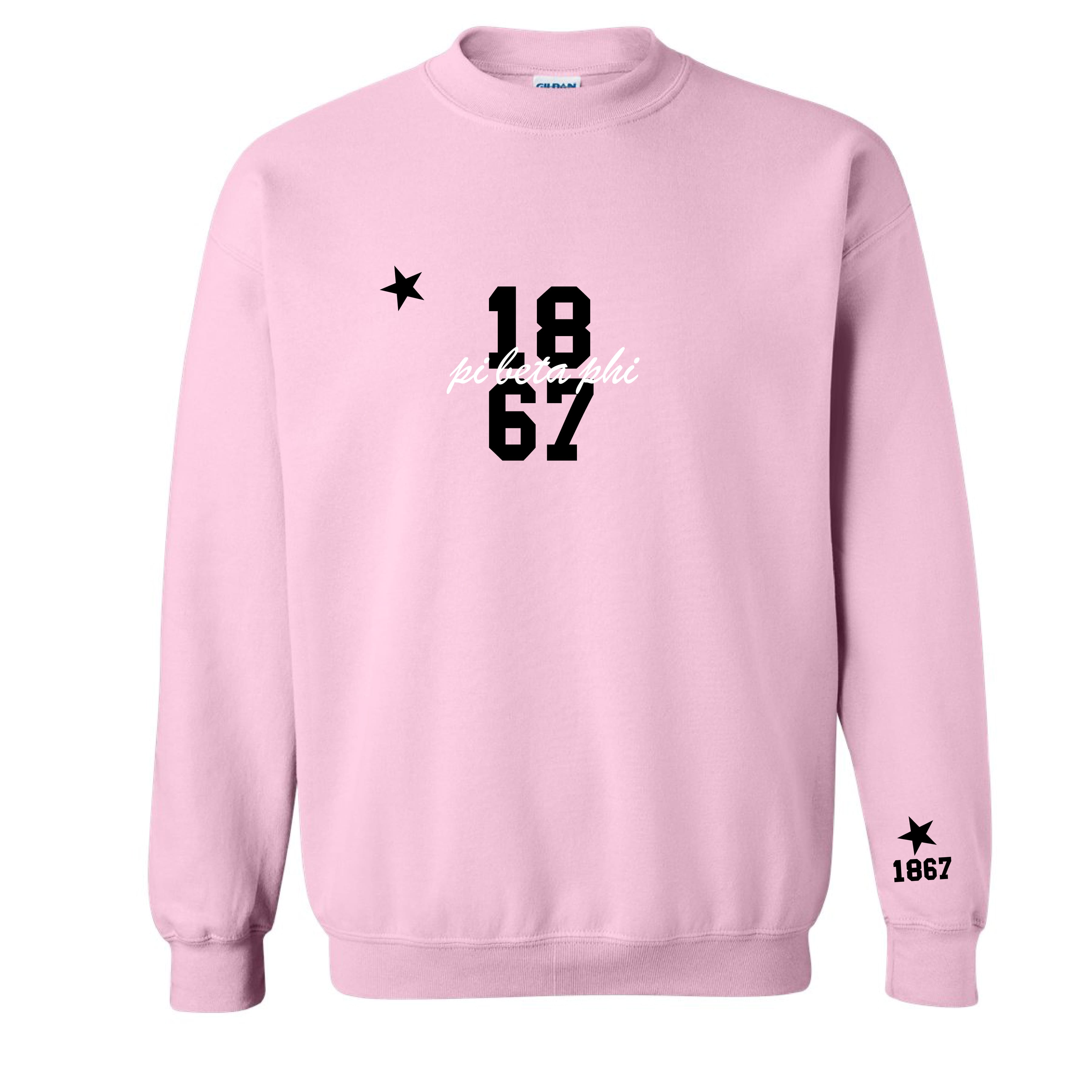 Ali & Ariel Pink Star Embroidered crew