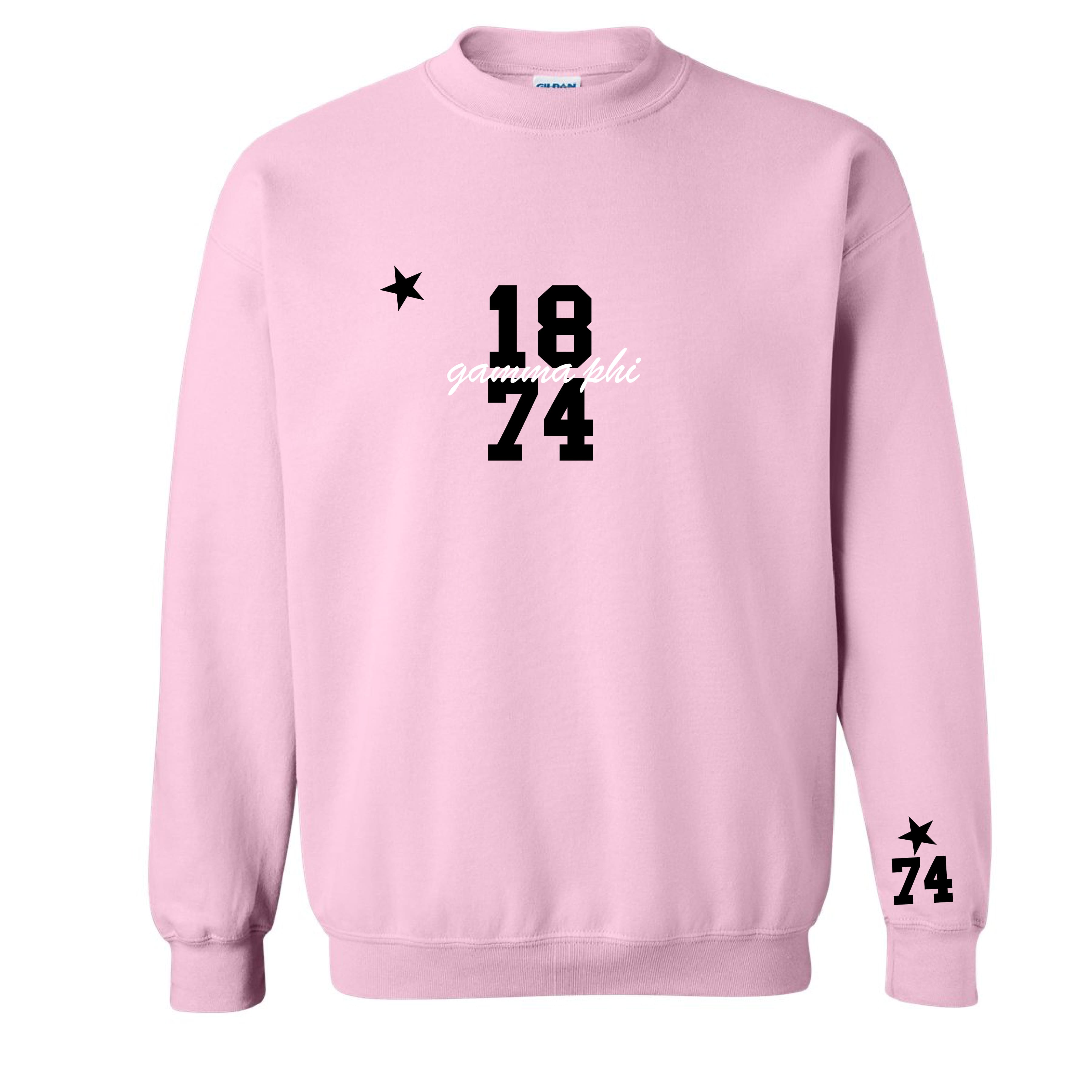 Ali & Ariel Pink Star Embroidered crew
