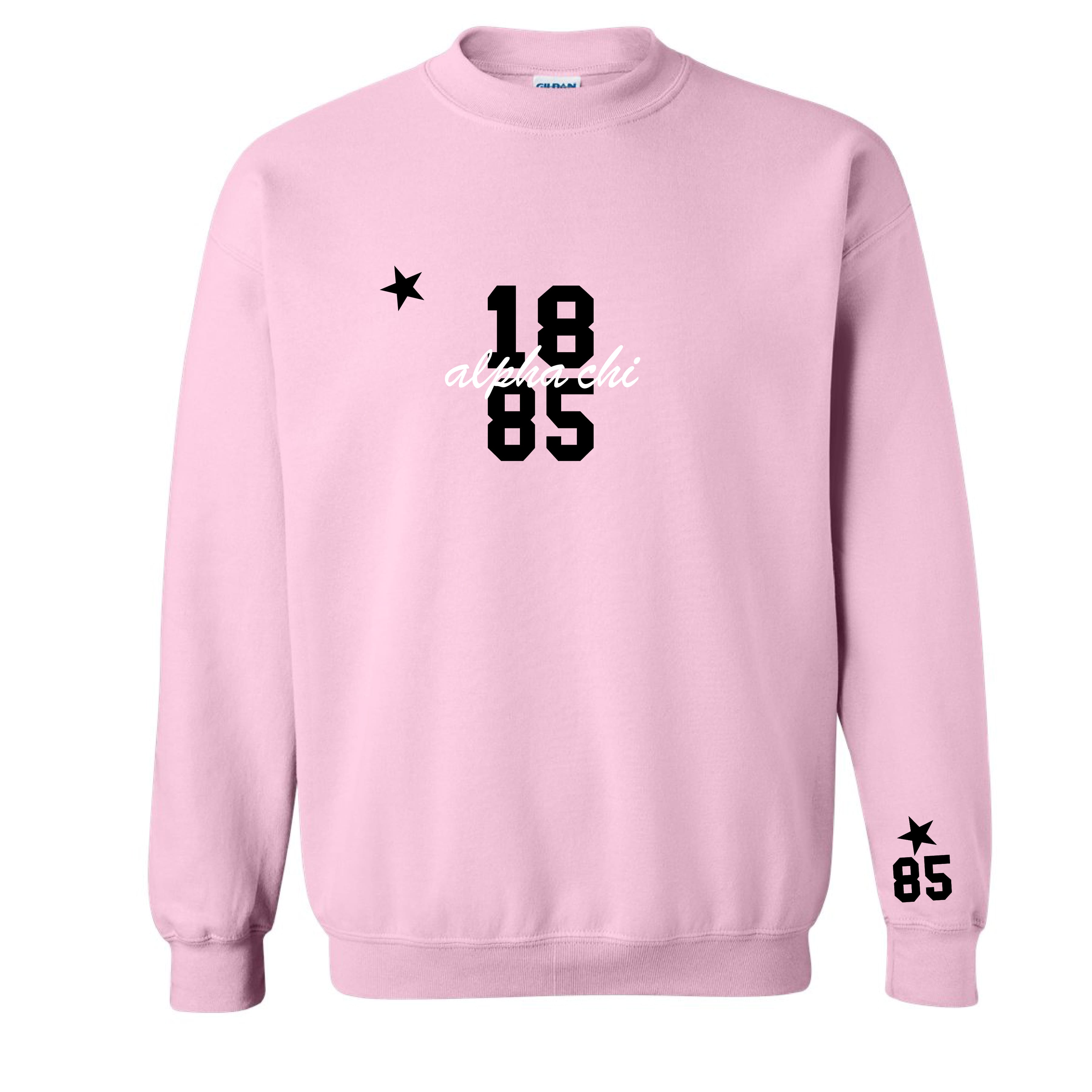 Ali & Ariel Pink Star Embroidered crew Alpha Chi Omega / Medium