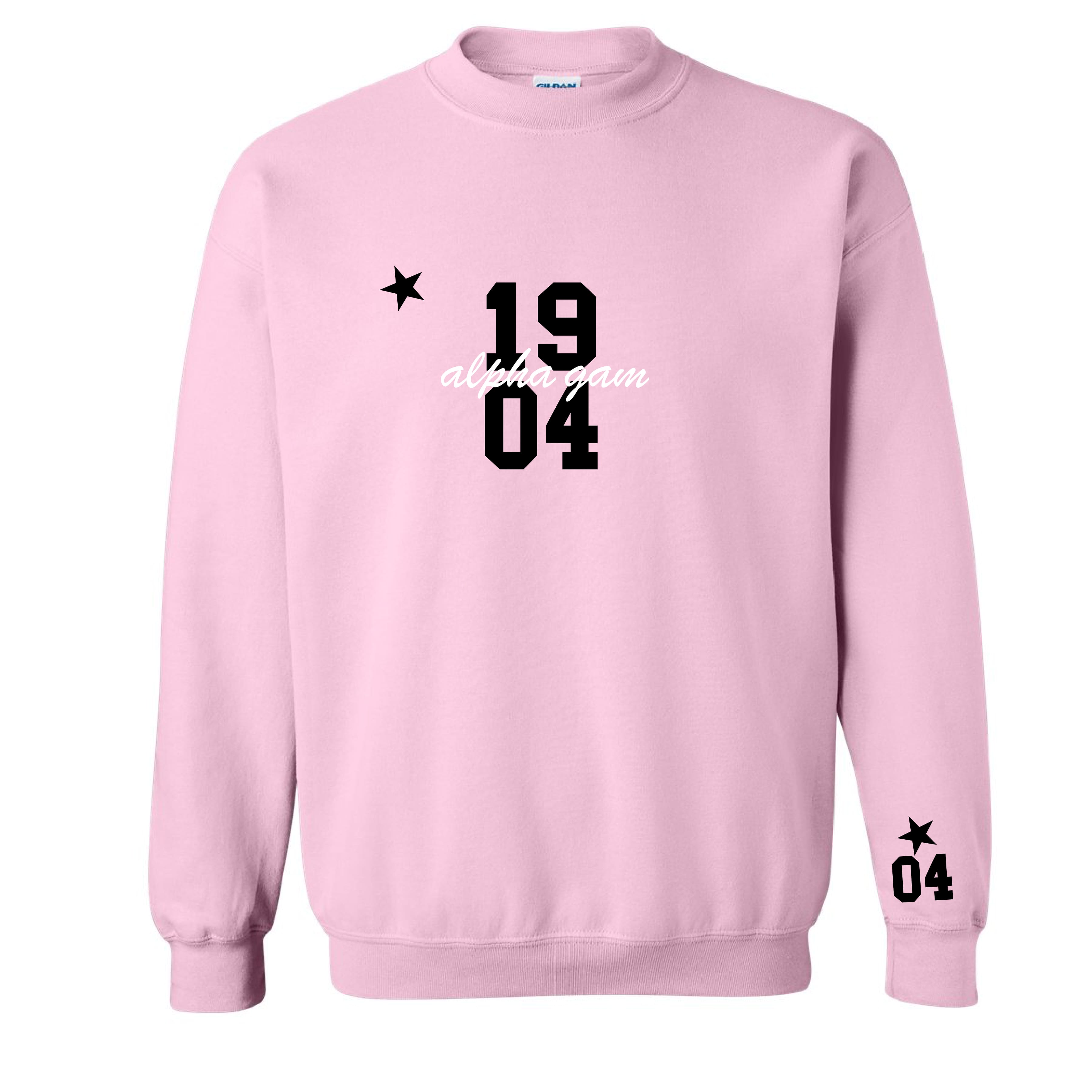 Ali & Ariel Pink Star Embroidered crew Alpha Gamma Delta / Medium