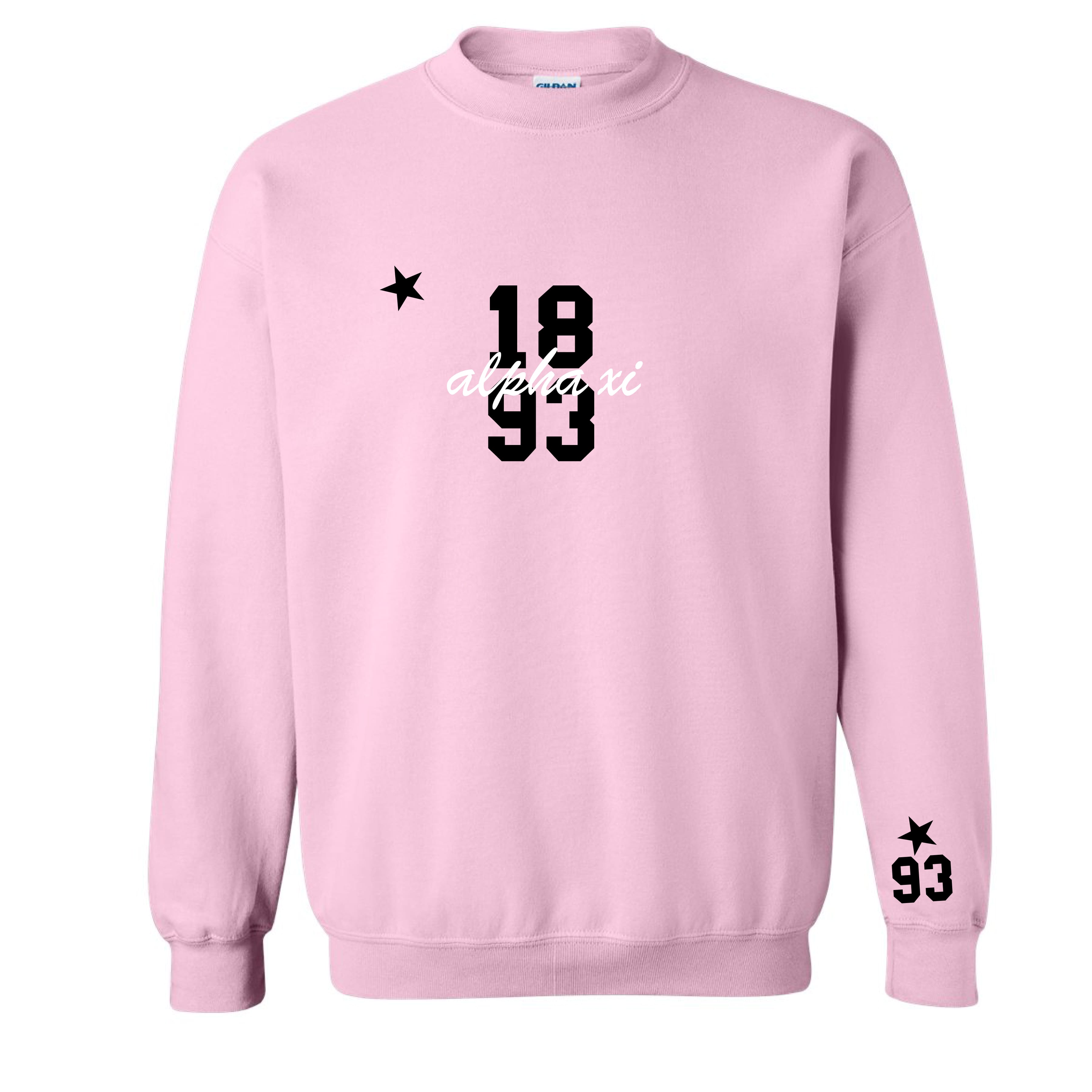 Ali & Ariel Pink Star Embroidered crew Alpha Xi Delta / Medium