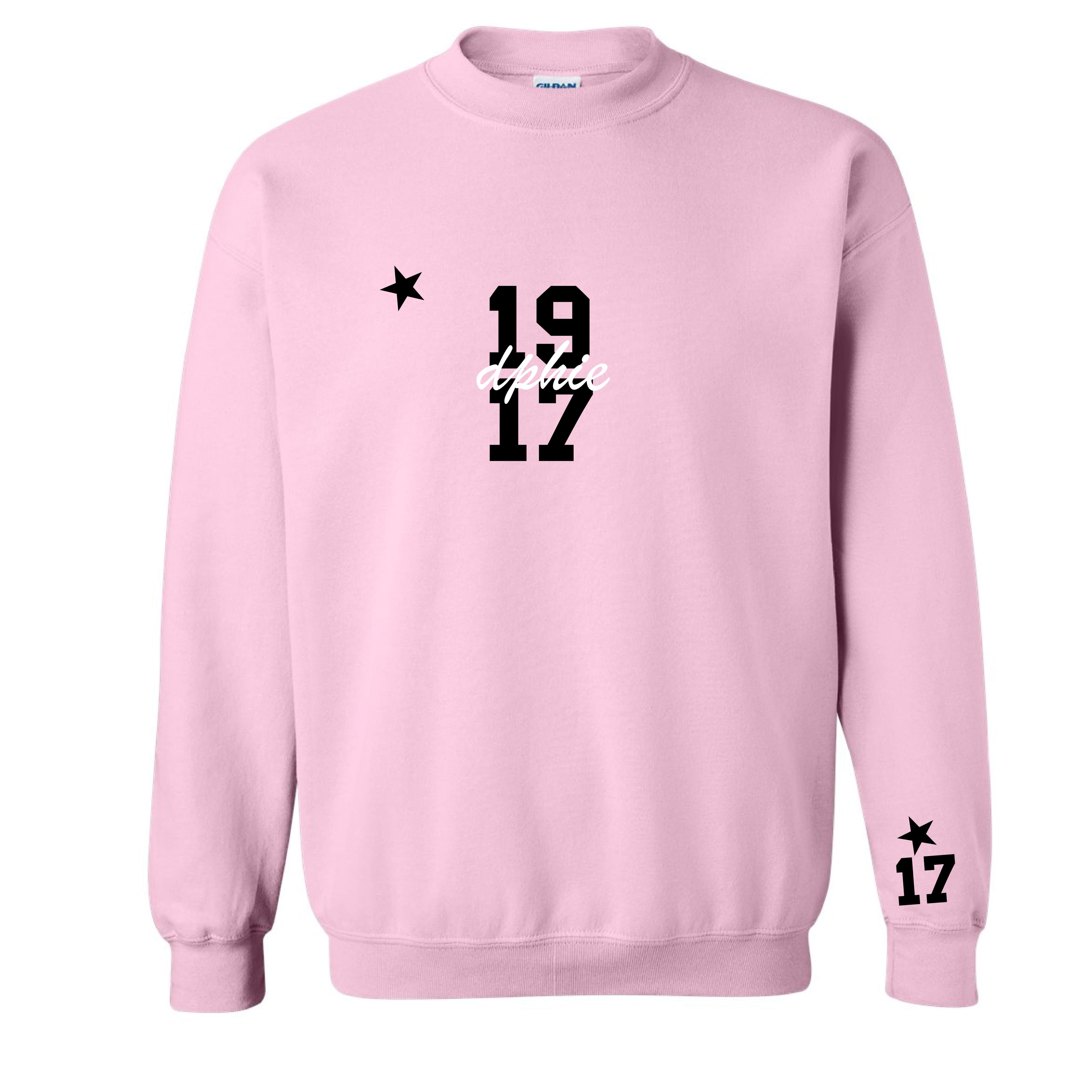 Ali & Ariel Pink Star Embroidered crew Delta Phi Epsilon / Medium