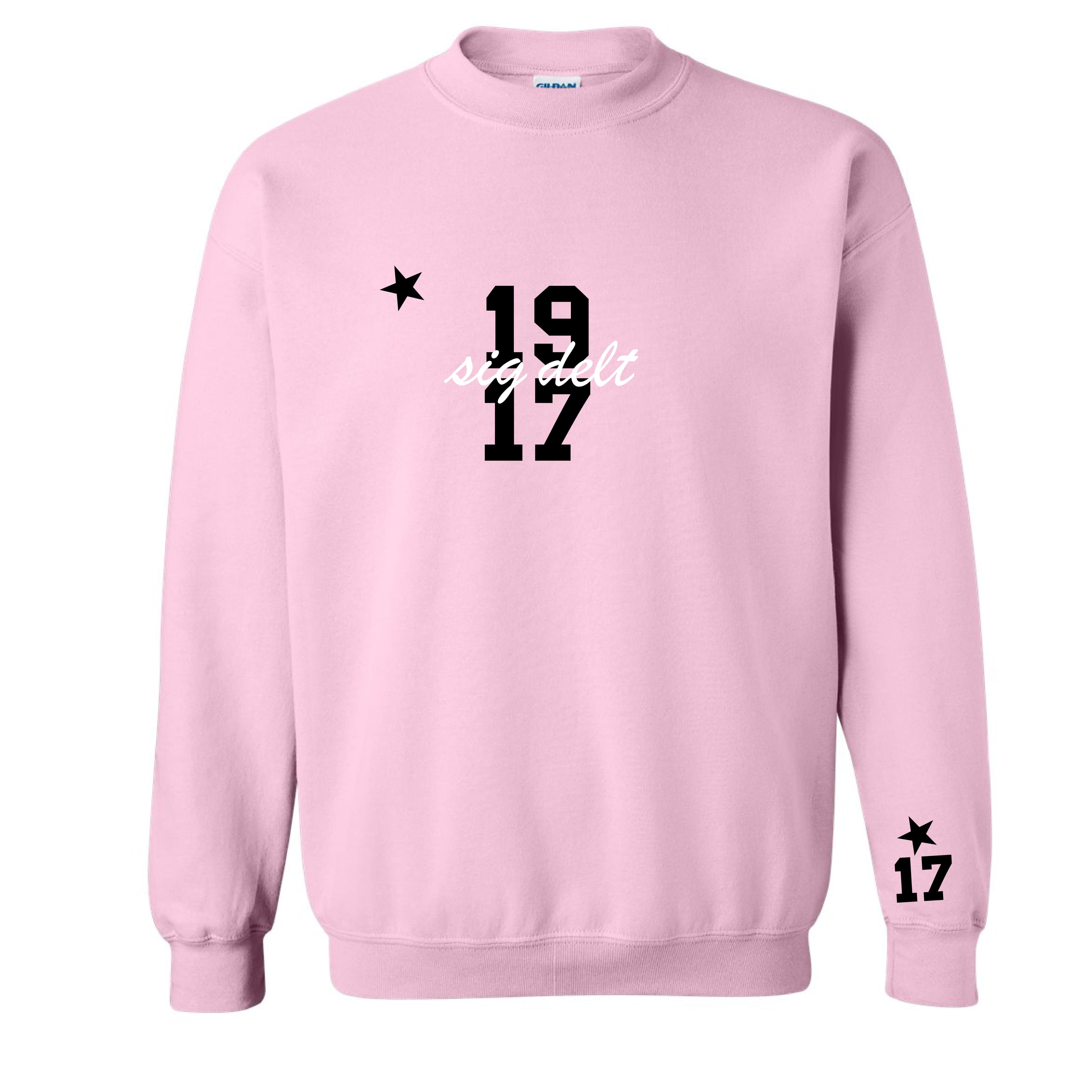 Ali & Ariel Pink Star Embroidered crew Sigma Delta Tau / Medium