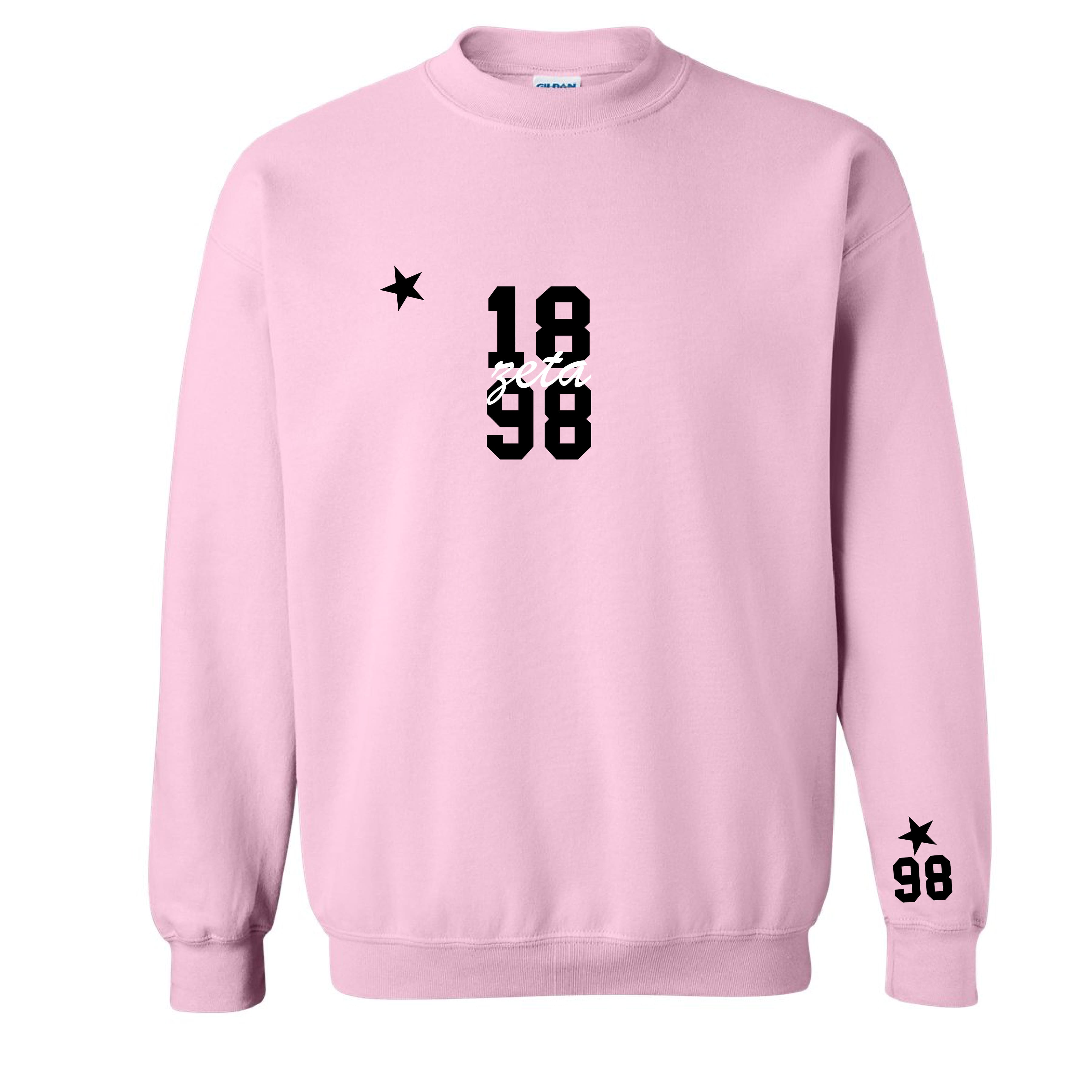 Ali & Ariel Pink Star Embroidered crew Zeta Tau Alpha / Medium