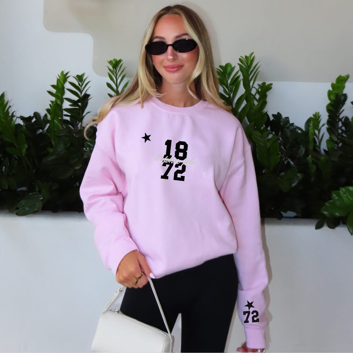 Ali & Ariel Pink Star Embroidered Crewneck
