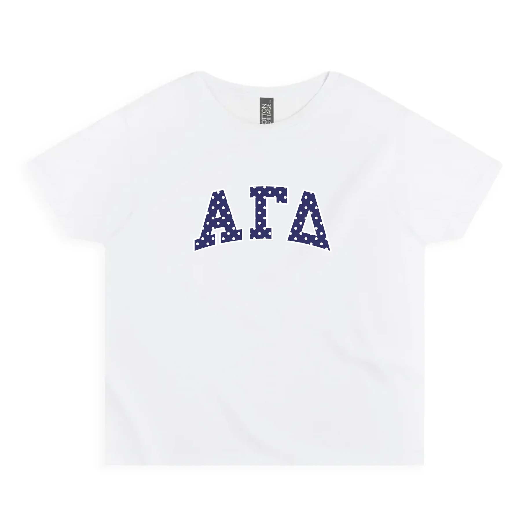 Ali & Ariel Polka Dot Embroidered Baby Tee Alpha Gamma Delta / Small