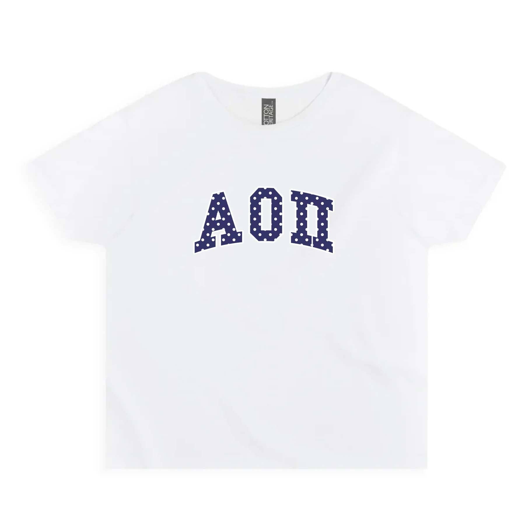 Ali & Ariel Polka Dot Embroidered Baby Tee Alpha Omicron Pi / Small