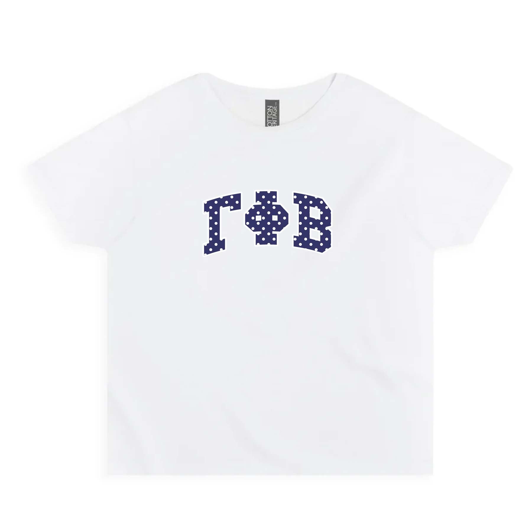 Ali & Ariel Polka Dot Embroidered Baby Tee Gamma Phi Beta / Small