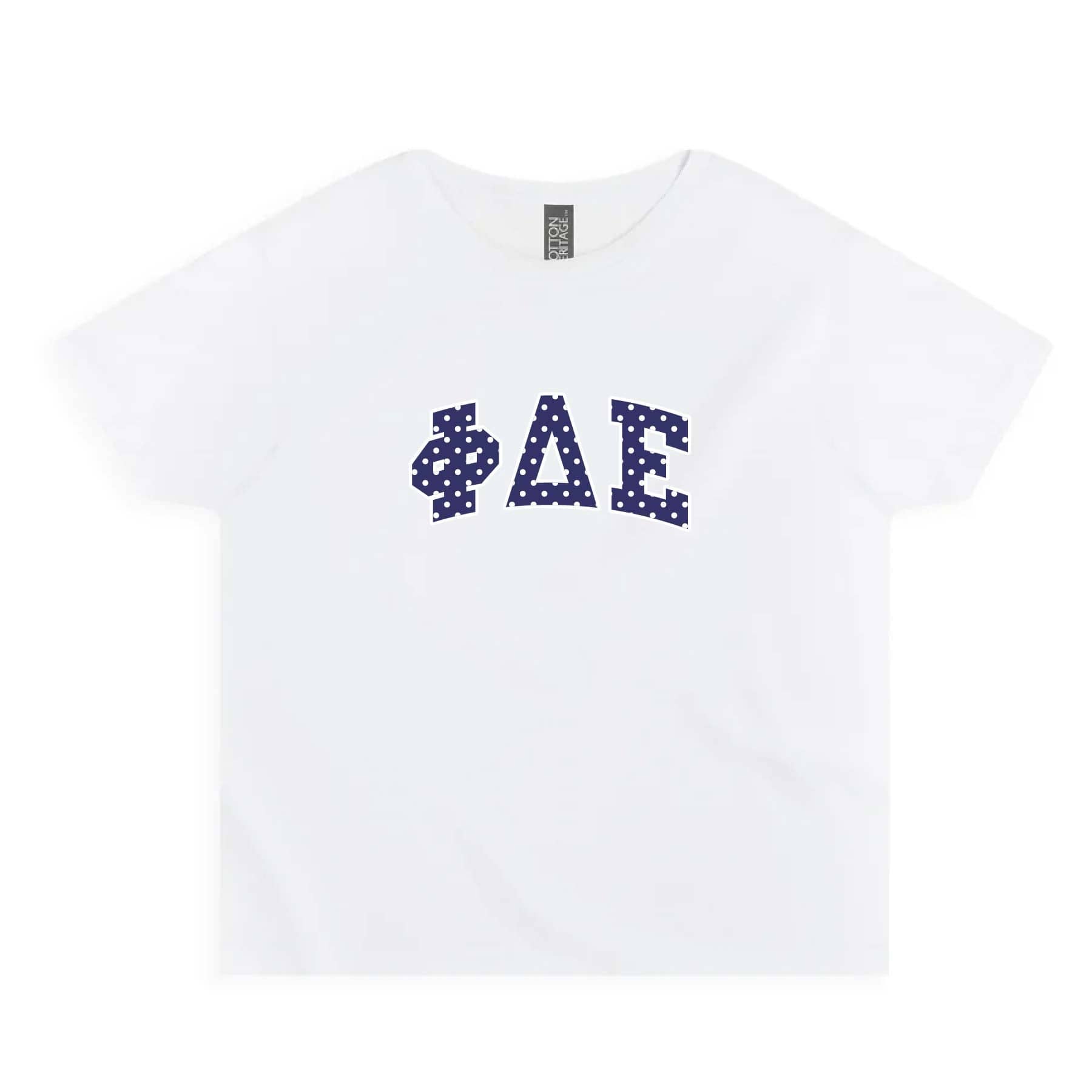 Ali & Ariel Polka Dot Embroidered Baby Tee Phi Delta Epsilon / Small
