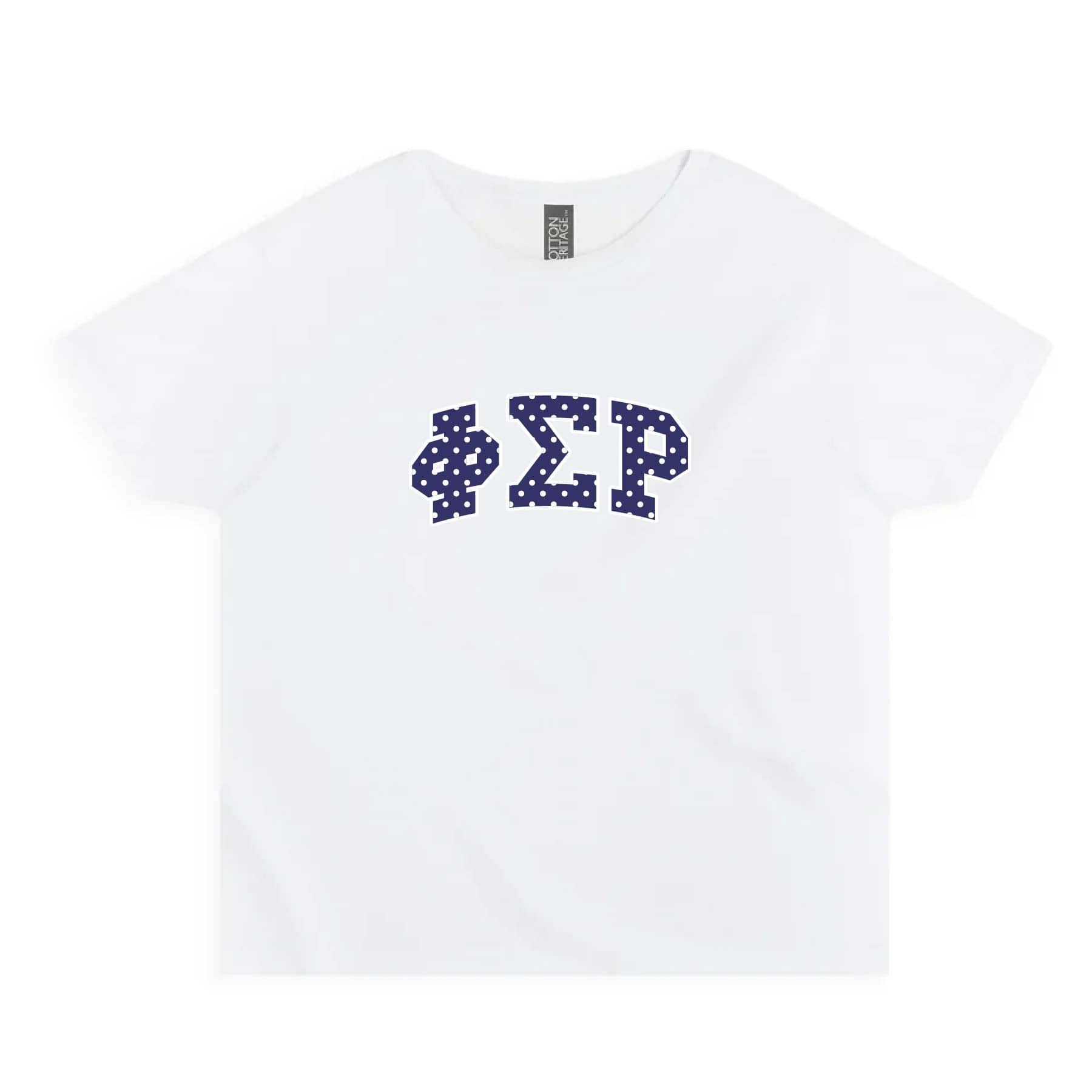 Ali & Ariel Polka Dot Embroidered Baby Tee Phi Sigma Rho / Small