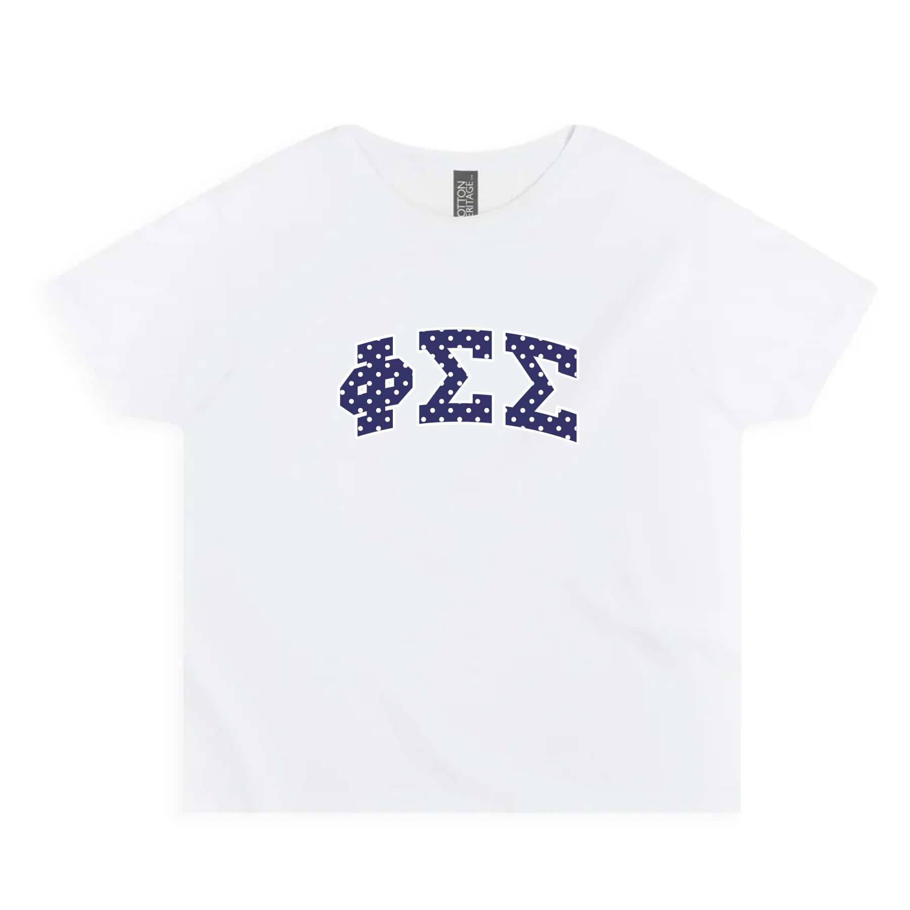 Ali & Ariel Polka Dot Embroidered Baby Tee Phi Sigma Sigma / Small