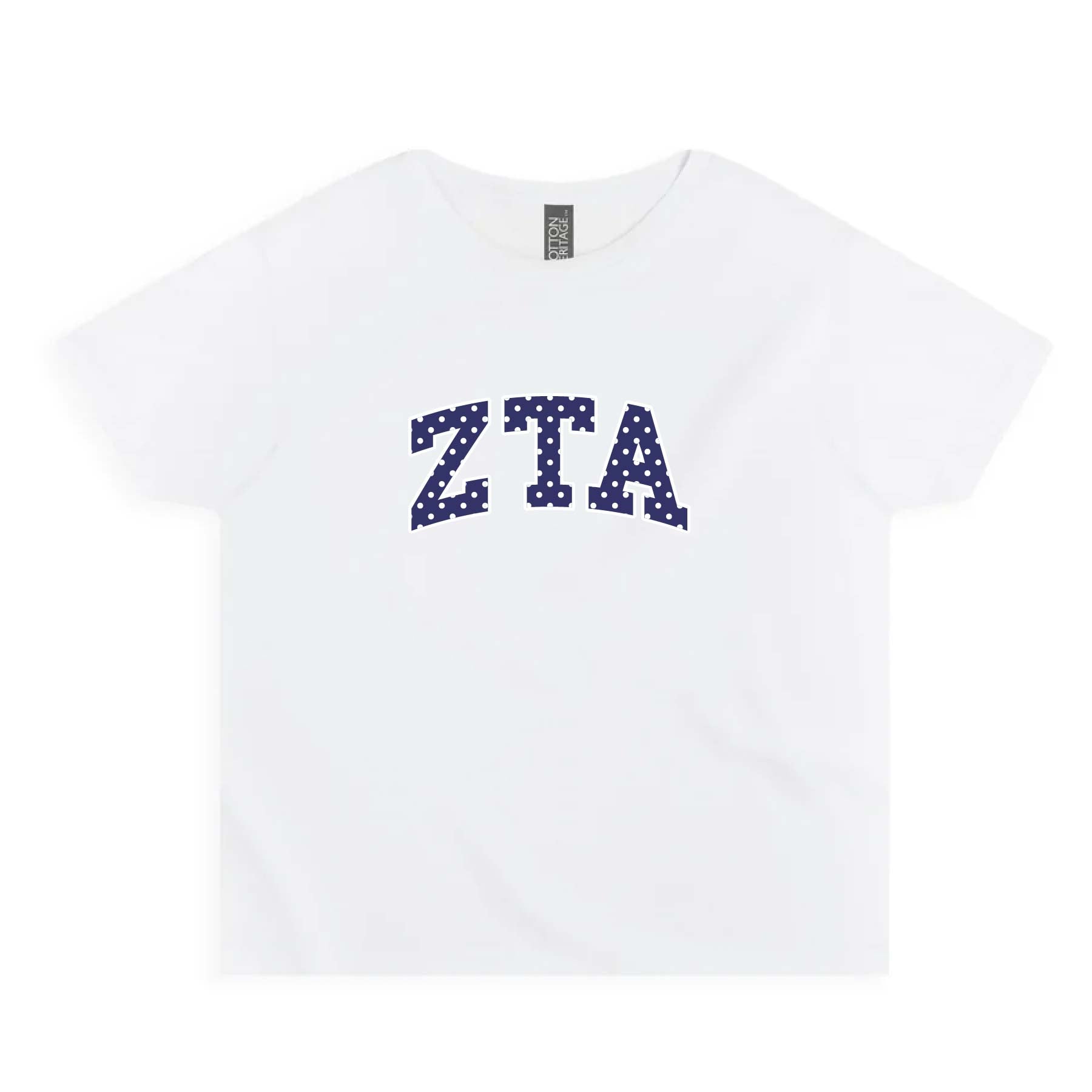 Ali & Ariel Polka Dot Embroidered Baby Tee Zeta Tau Alpha / Small