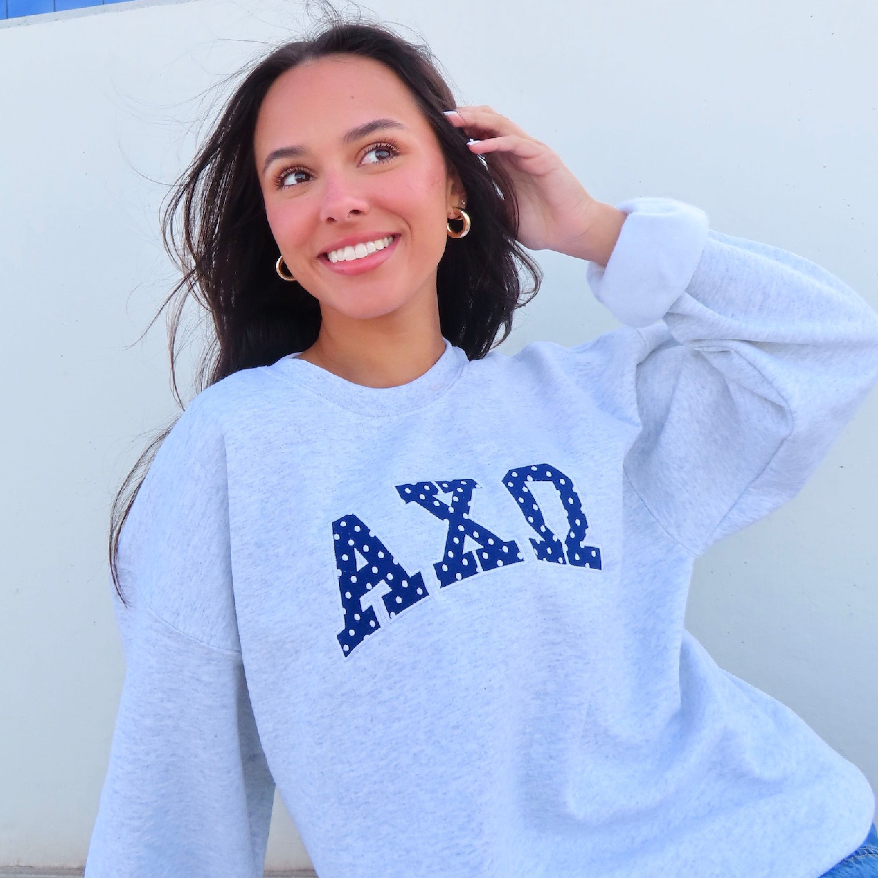 Polka Dot Embroidered Sorority Crewneck by Ali & Ariel