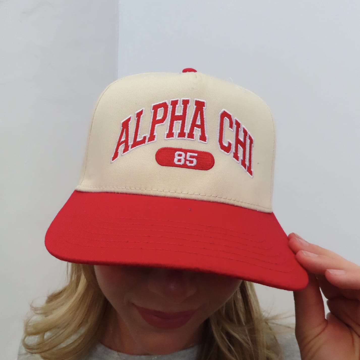 Ali & Ariel Red Collegiate Embroidered Trucker Hat