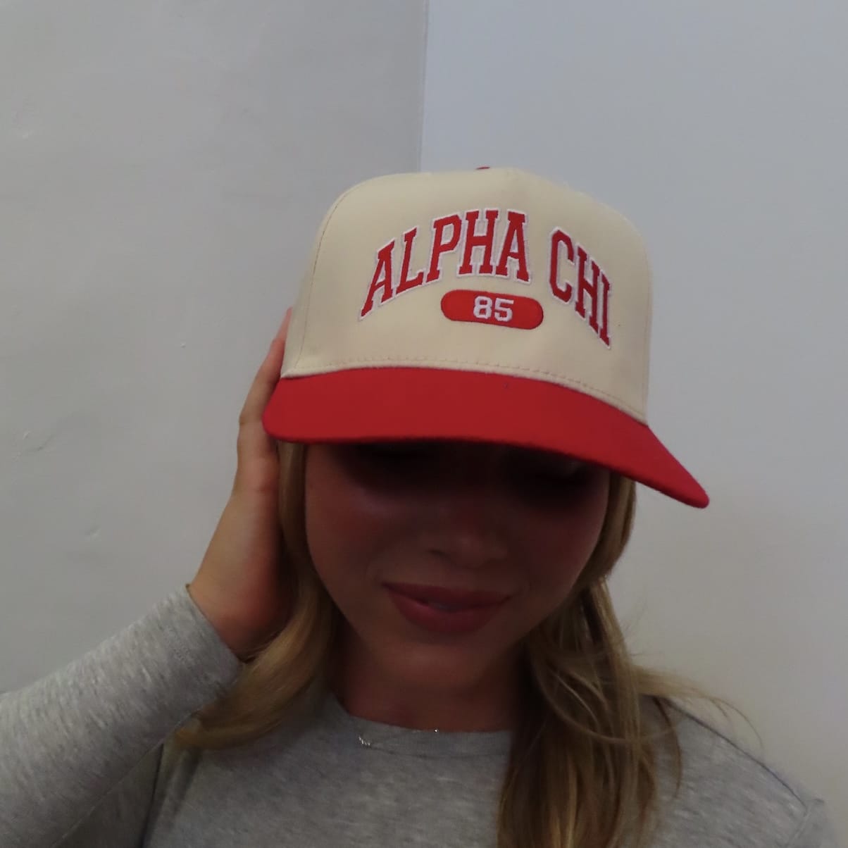 Ali & Ariel Red Collegiate Embroidered Trucker Hat