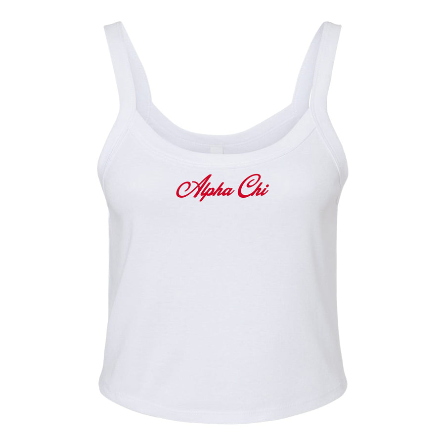 Ali & Ariel Red Cursive Tank Top Alpha Chi Omega / XS