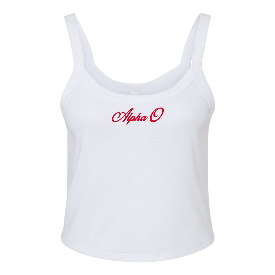 Ali & Ariel Red Cursive Tank Top Alpha Omicron Pi / XS