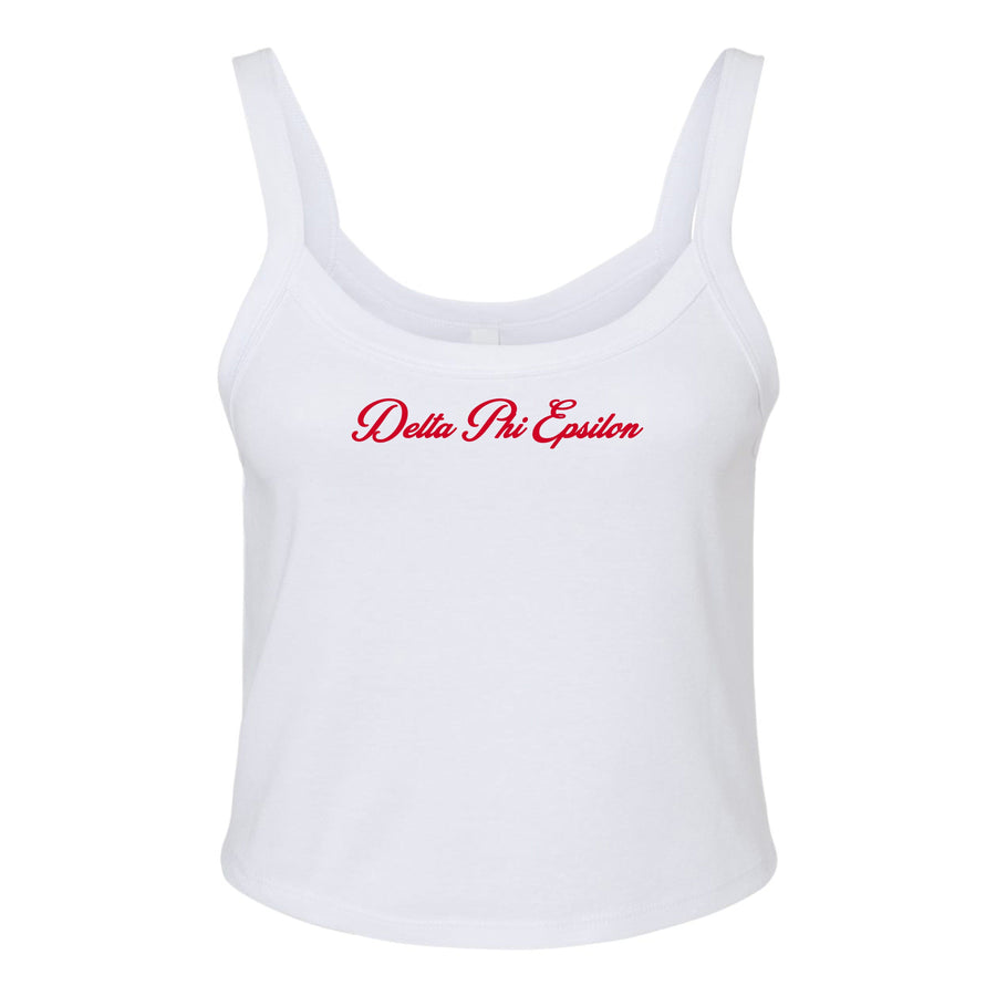 Ali & Ariel Red Cursive Tank Top Delta Phi Epsilon / XS