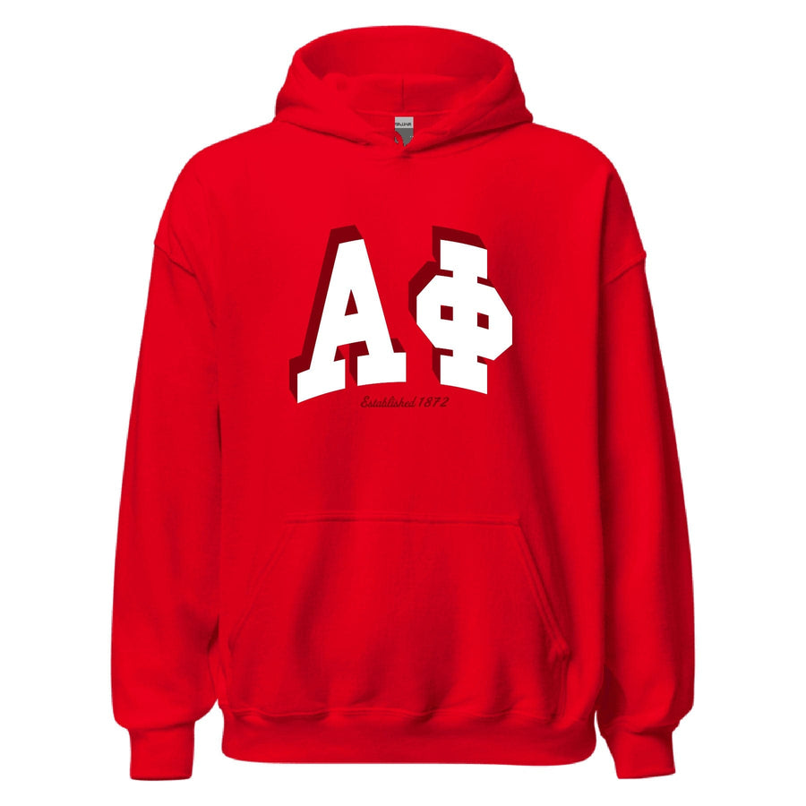 Ali & Ariel Red Greek Hoodie Alpha Phi / Medium