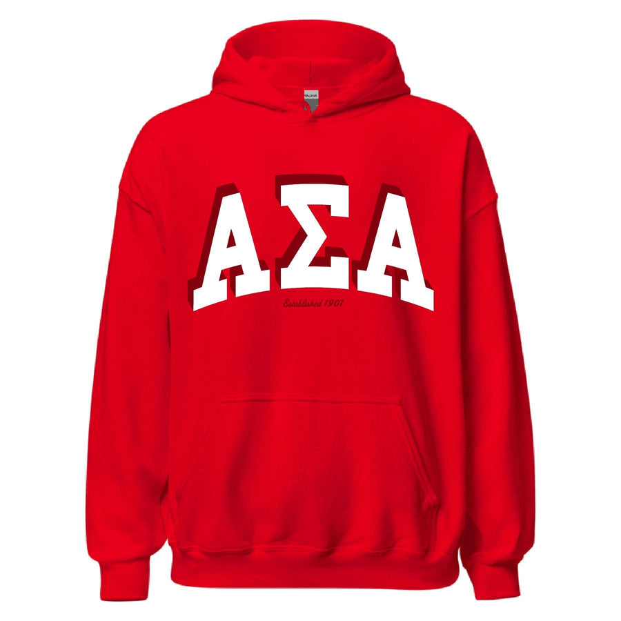 Ali & Ariel Red Greek Hoodie Alpha Sigma Alpha / Medium